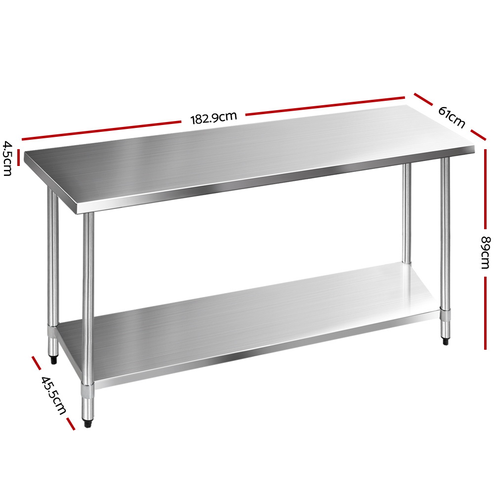 Cefito 1829x610mm Stainless Steel Kitchen Bench 304 โ image 2