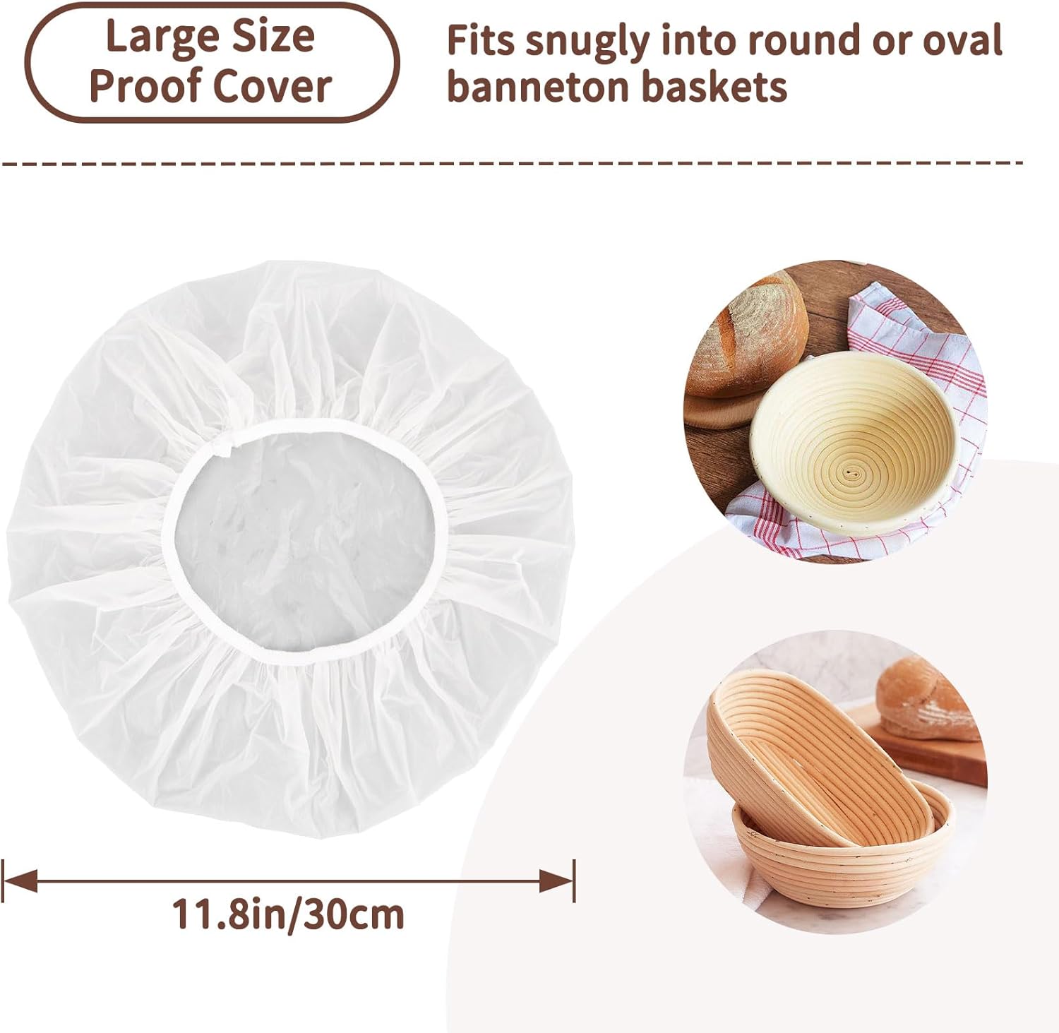 Reusable Bowl Covers for Bread Proofing 2pcs Eva Plastic Bowl Cover Stretch Elastic Food Storage Wrap Shower Caps Sourdough Rising Basket Dough Bread Baking — image 2