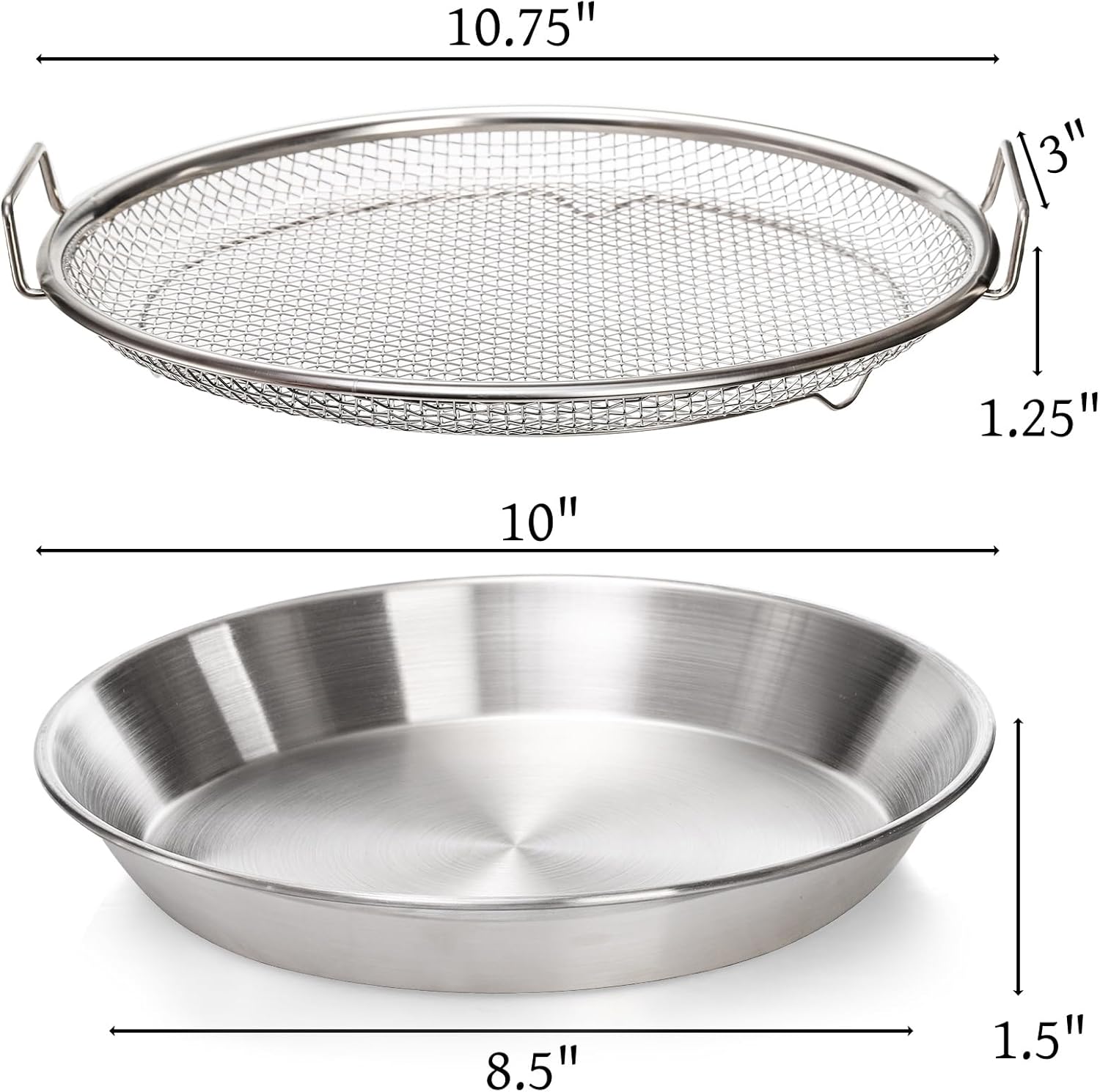 10.3" Kitchen Oil Filter Tray, Stainless Steel Air Fryer Mesh Pan, Draining Basket Accessories for Fried Food, Cooking Net Strainer Colander Barbecue Grill — image 2