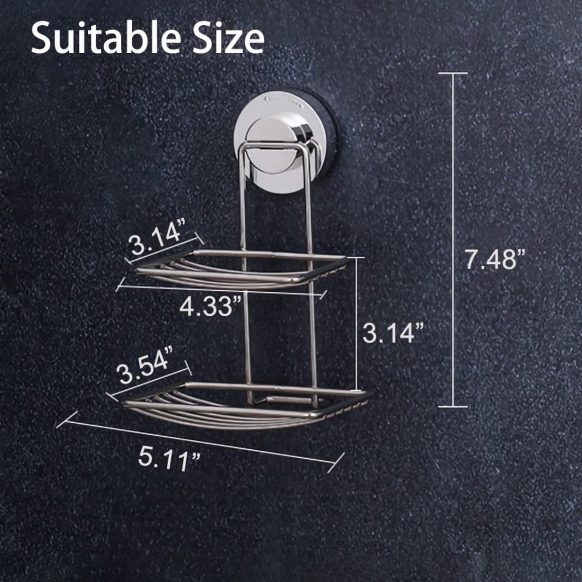 Soap Holder - Double-Layer Soap Rack - Stainless Steel - High Load Capacity - Powerful Suction Cup - Soap Dish - Hanging Soap Rack - Shower / Bathroom Rack — image 5
