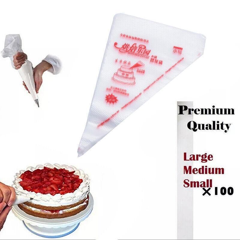 100-200Pcs Disposable Piping Bags For Cake Decor Icing Frosting Piping Nozzles - Yellow (Thick)-Small *100 PCS — image 4