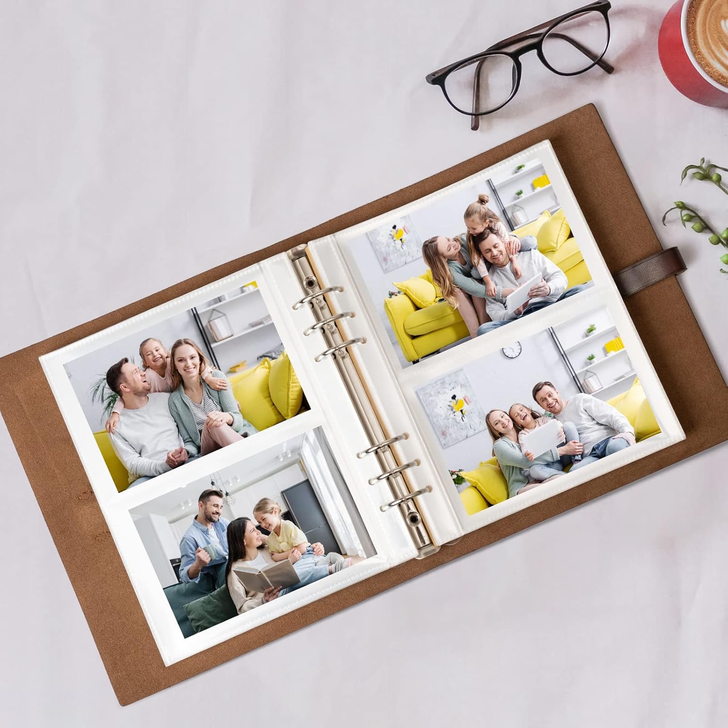 Photo Album 4x6 200 Photos, Genuine Leather Photo Albums with Writing Space with 30 Writing Paper, Travel Family Wedding Kids Graduation Ultrasound Baby — image 3