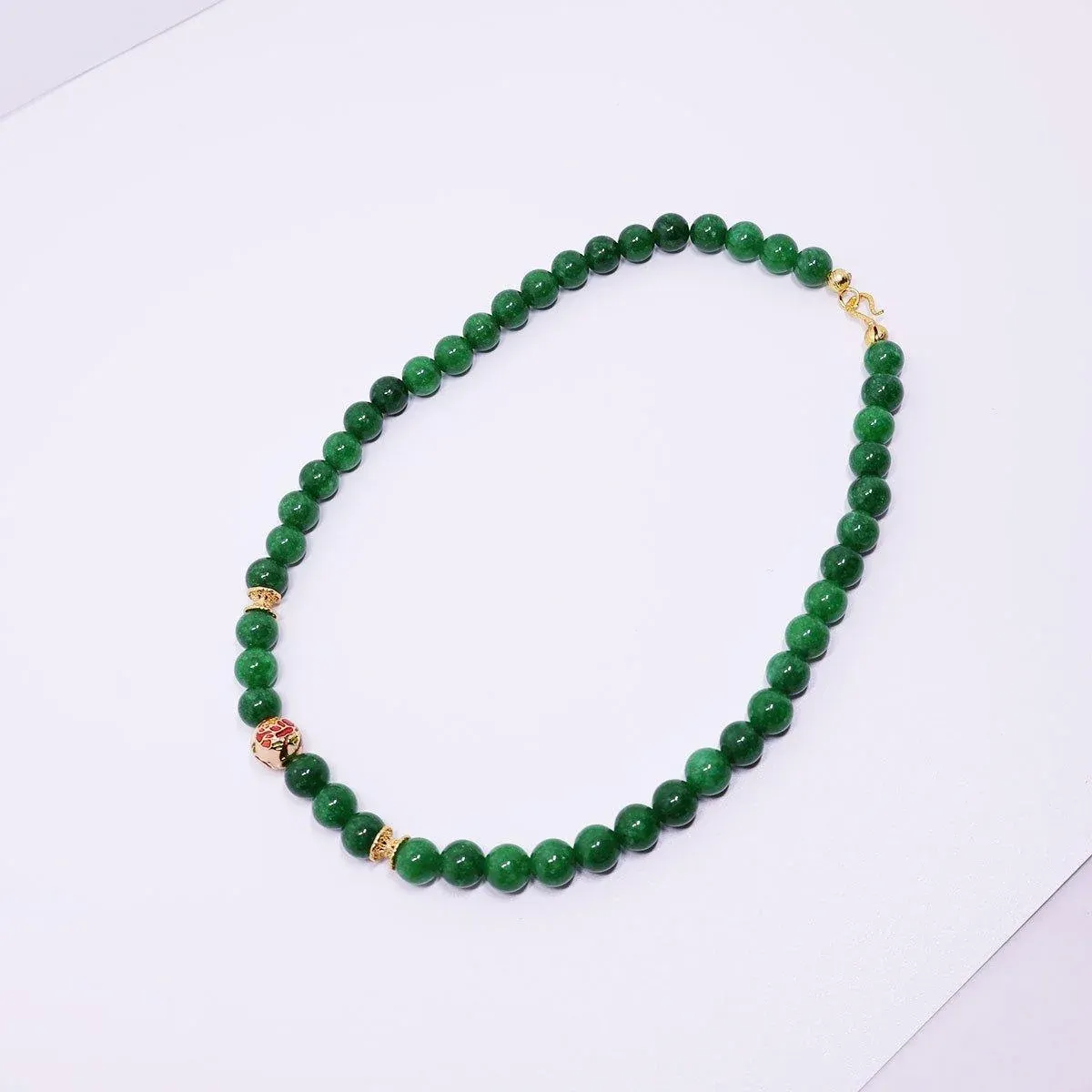 Green Natural Stone Beaded Necklace Beauty Handmade Women Simple Healing Reiki — image 6