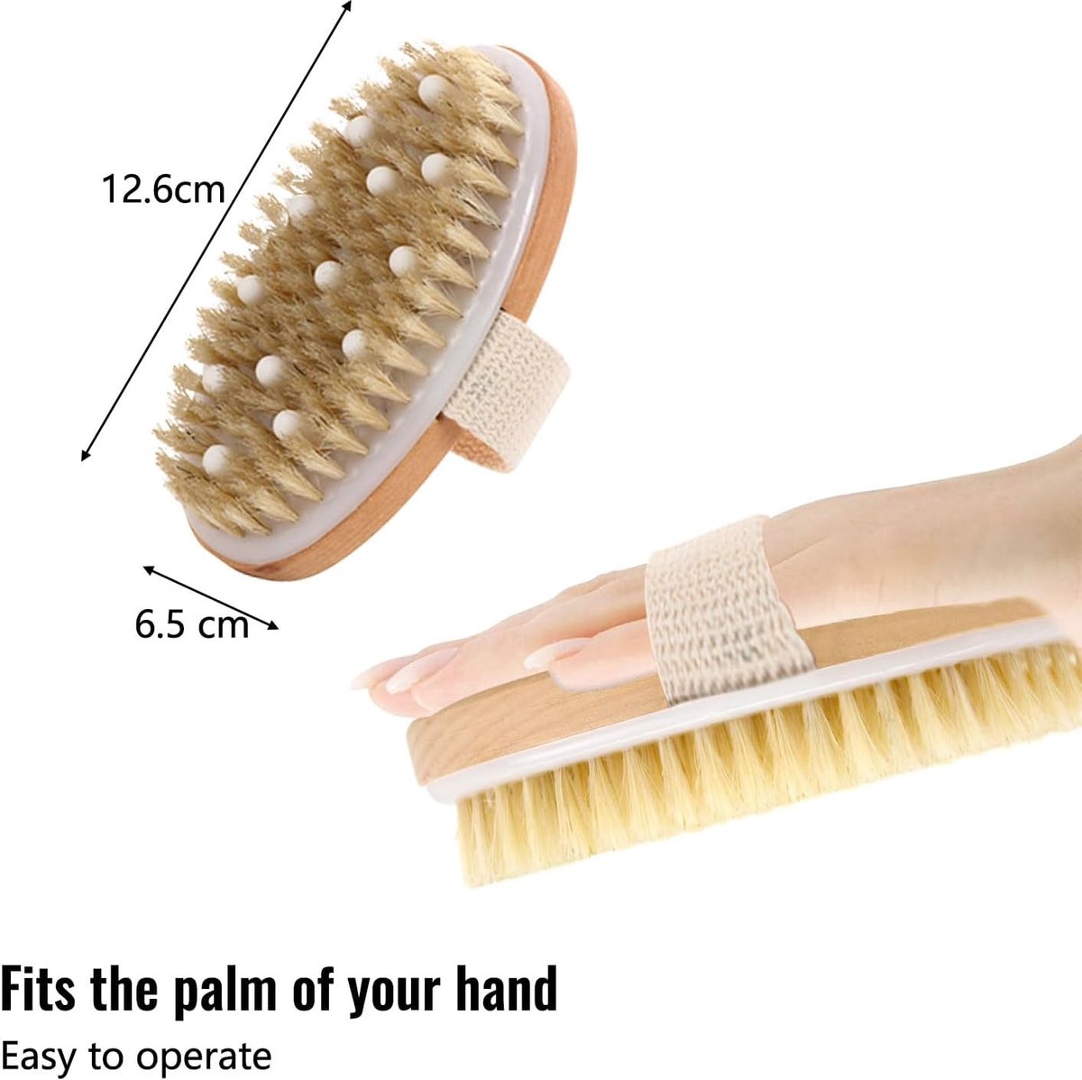 Bath Brush - Body Brush - Natural Bristles - Massage Brush - Shower Brush - Exfoliating Brush - Sauna Brush - Improves Blood Circulation - Lymphatic Function — image 6
