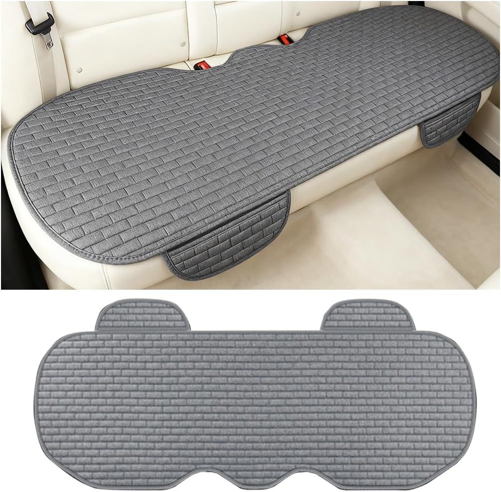 Car Back Seat Cover, Non-Slip Vehicle Rear Seat Bottom Cushion Pad with Storage Pockets, Comfortable Automotive Back Bench Protector, Universal for SUV