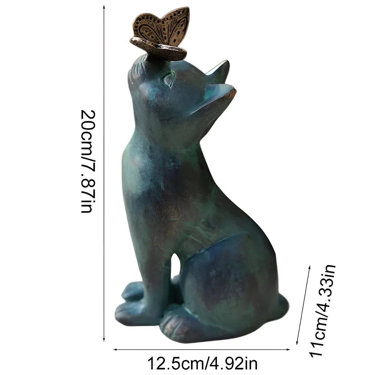 Beautiful Cat Statue With Rounded Back Garden Decor Ornament Outdoor Decoration — image 3