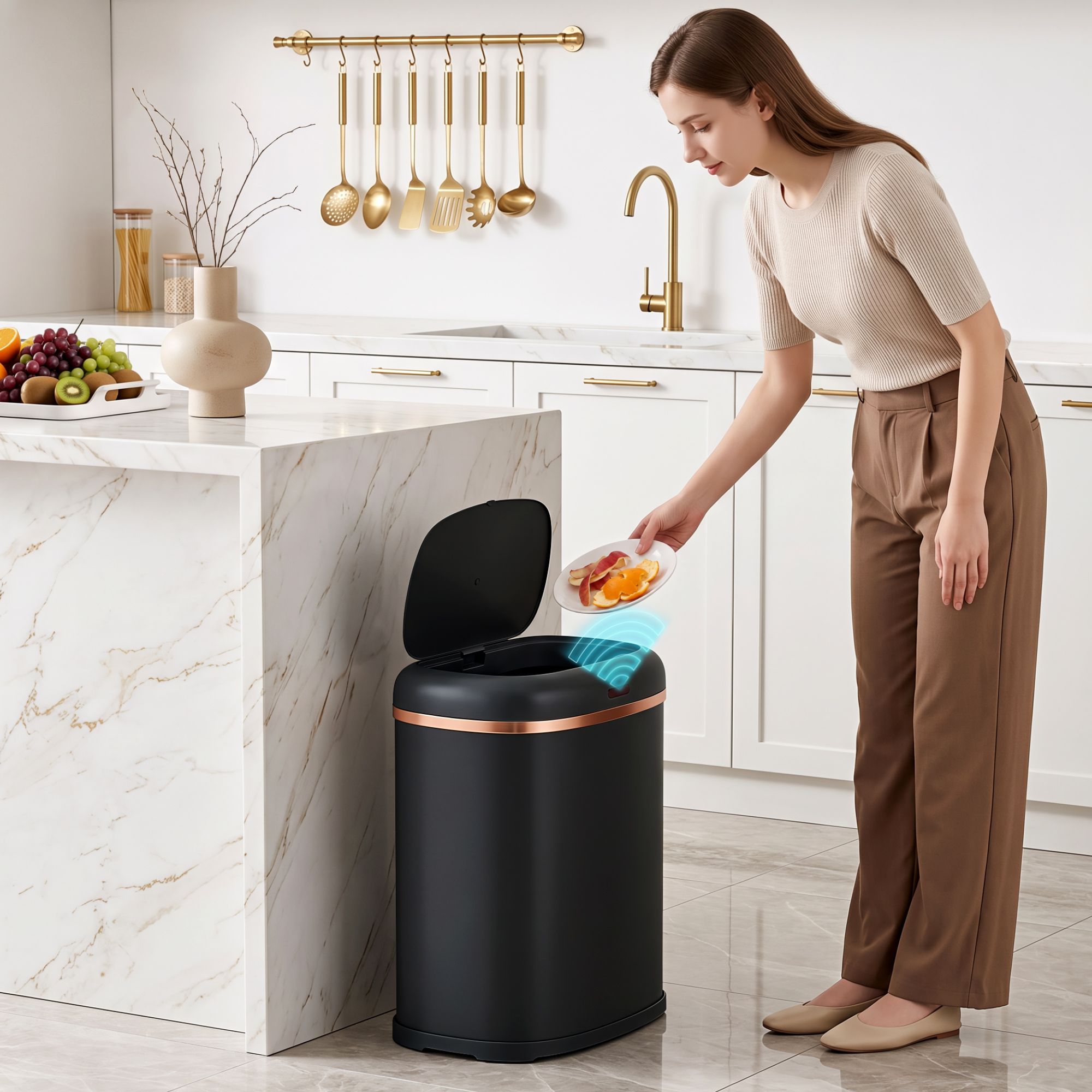Devanti 38L Motion Sensor Bin Rubbish Automatic Black — image 4