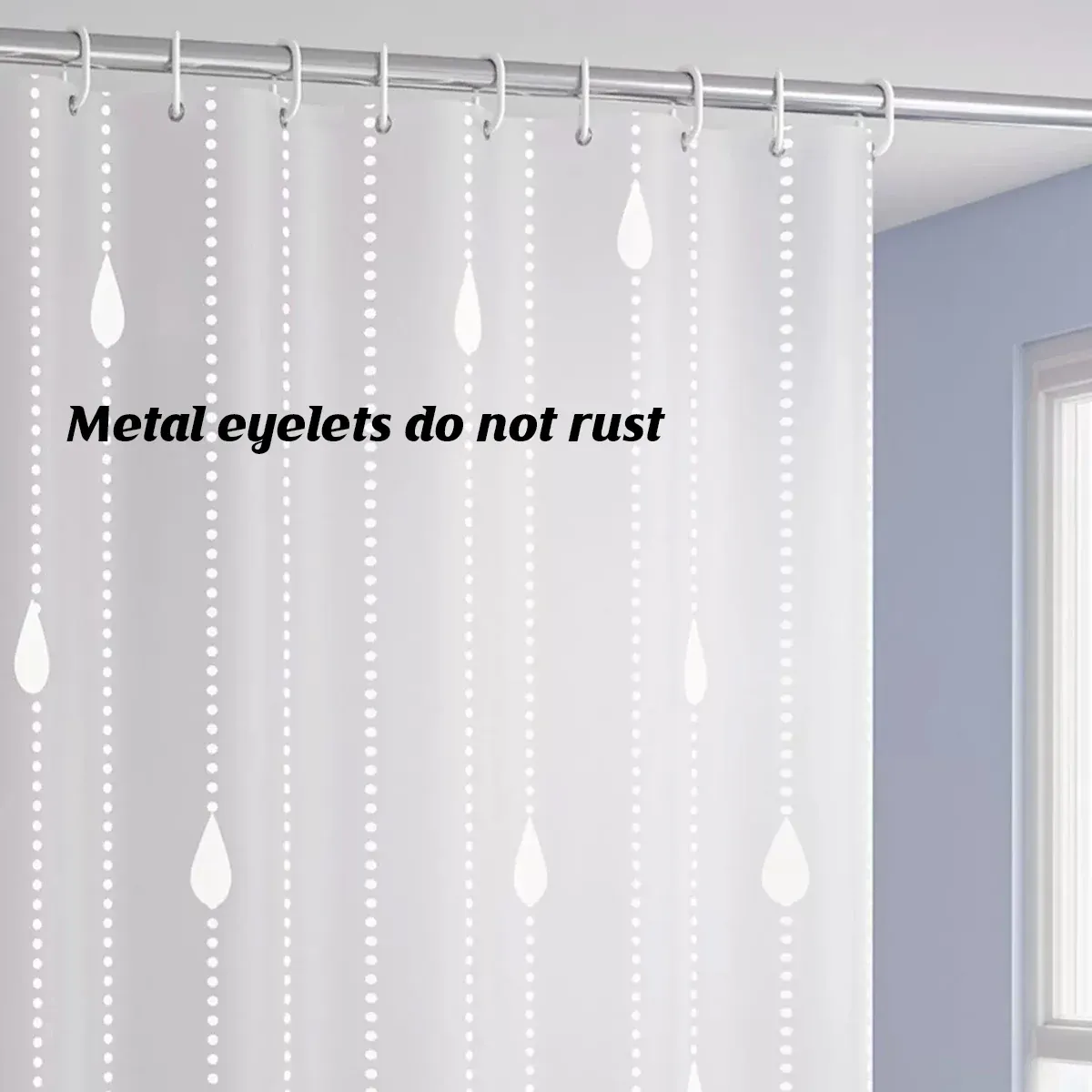 Shower Curtain Waterproof Quick-Dry Drill-Free with Hooks 200 × 180cm — image 4
