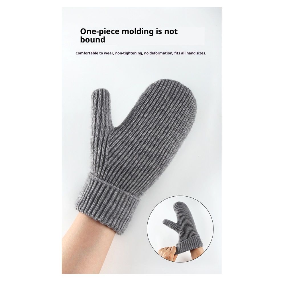 Unisex Winter Toasty Warm Solid Knit Mitten Gloves, Knit Stretchy Cold Weather Warm Knit Thick Gloves Mittens — image 3