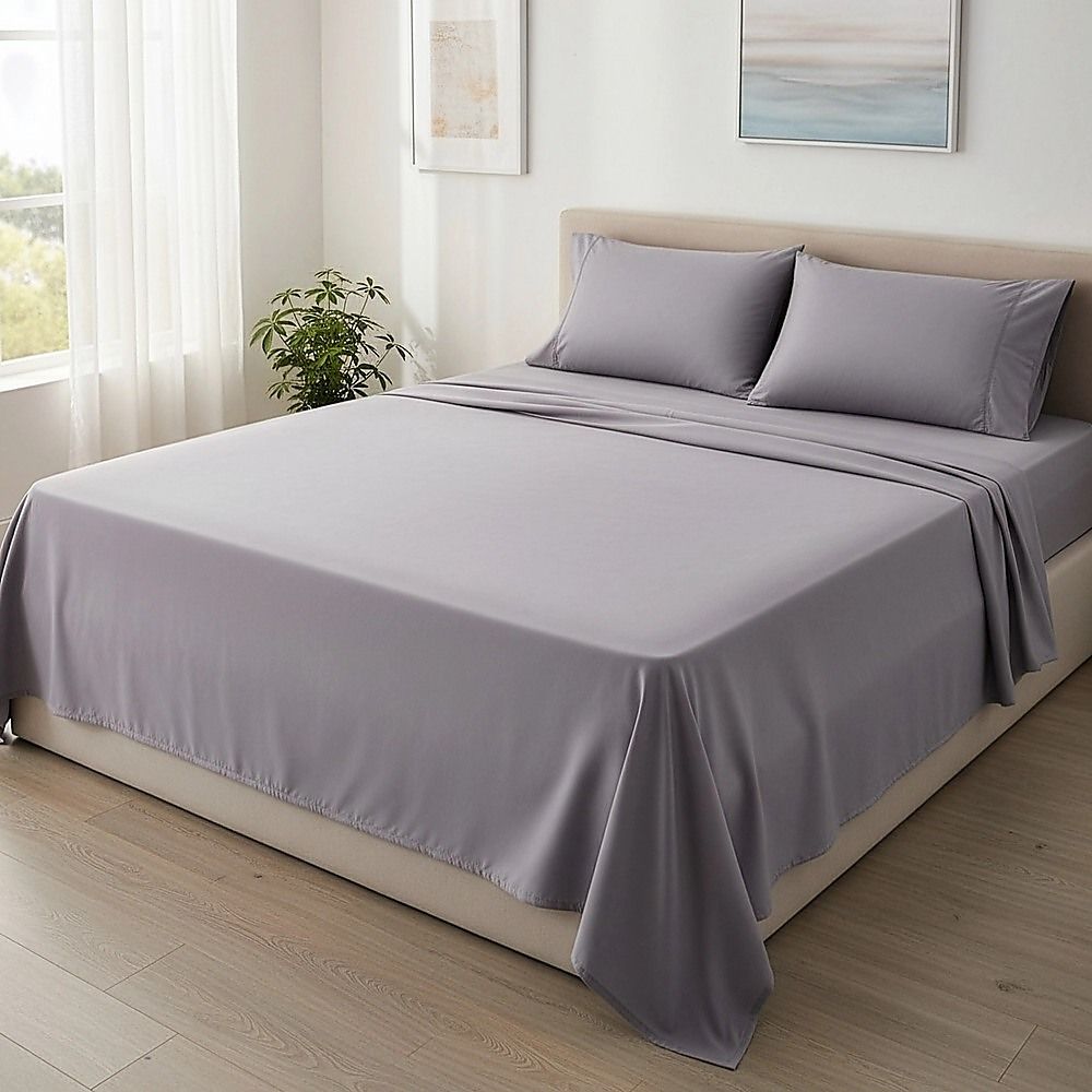 King Bed Sheet Set – 1800 Series Microfiber, Deep Pocket, Soft & Breathable, Grey — image 7