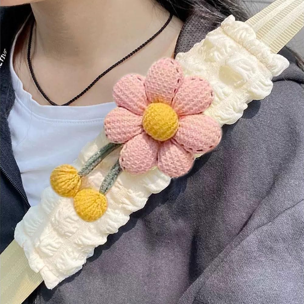 2 Pack Car Seat Belt Cover Pads, Soft Seat Belt Shoulder Pad with Petals, Cute Floral Car Seatbelt Covers Protector for Women Girls, Universal Fit for Cars — image 3