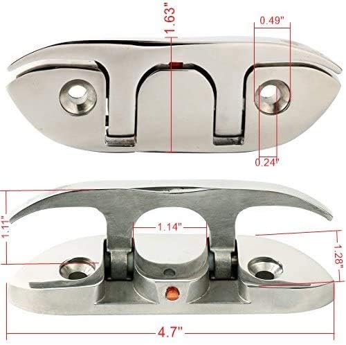 Boat2 Pcs Folding Cleat 4-1/2" Flip-up Dock Marine Grade 316 Stainless Steel with Screws — image 2