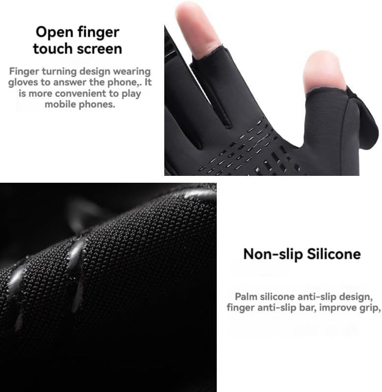 Winter Fingerless Fishing Gloves for Men & Women, Windproof Cold Weather Touchscreen Motorcycle Cycling Gloves for Photography — image 4