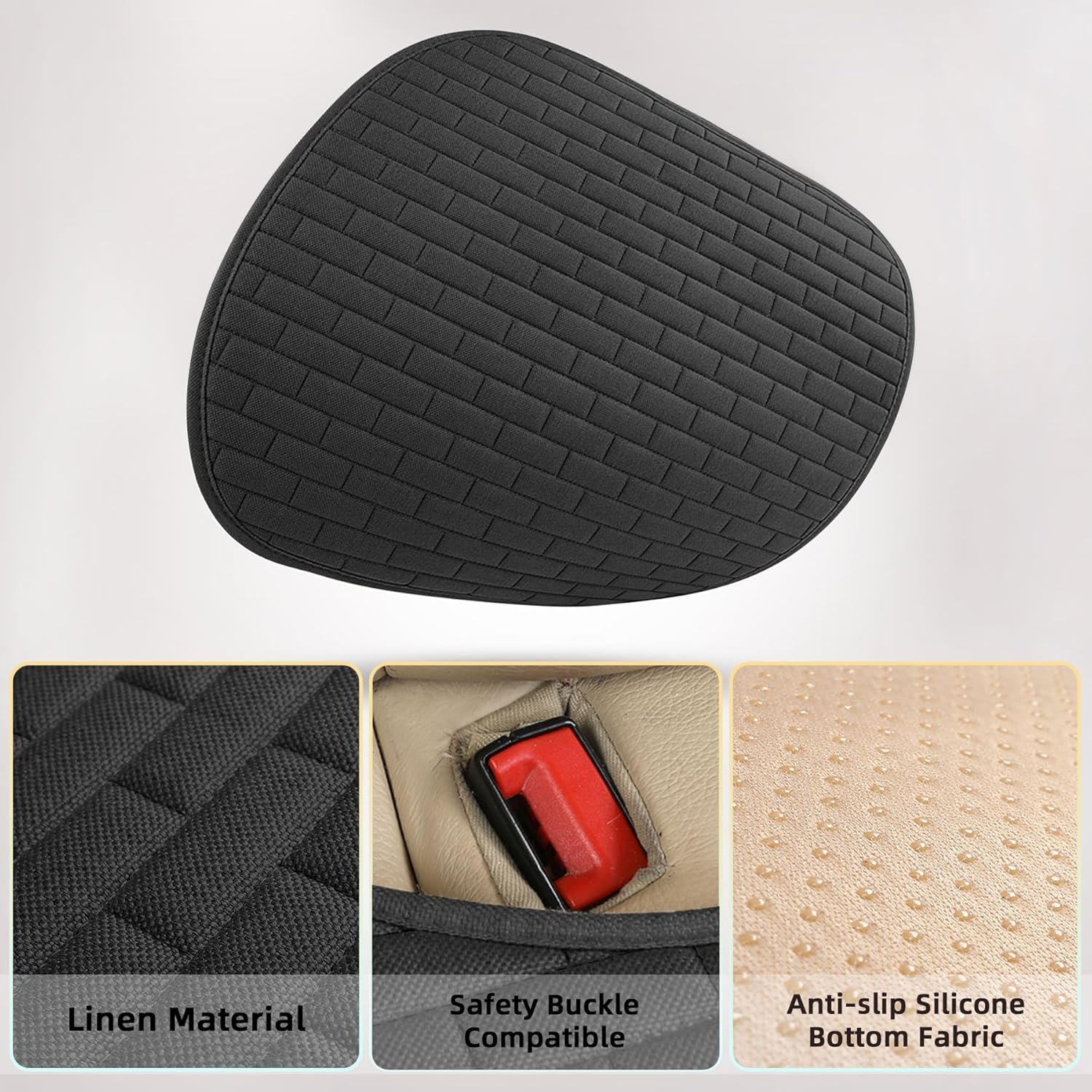 Black Back Seat Cover, Rear Car Seat Cover for Cars Truck SUV,Seat Covers with Storage Pocket,Bottom Auto Seat Cushion Pad Mat for Most Vehicles-Black,1 Pcs — image 4