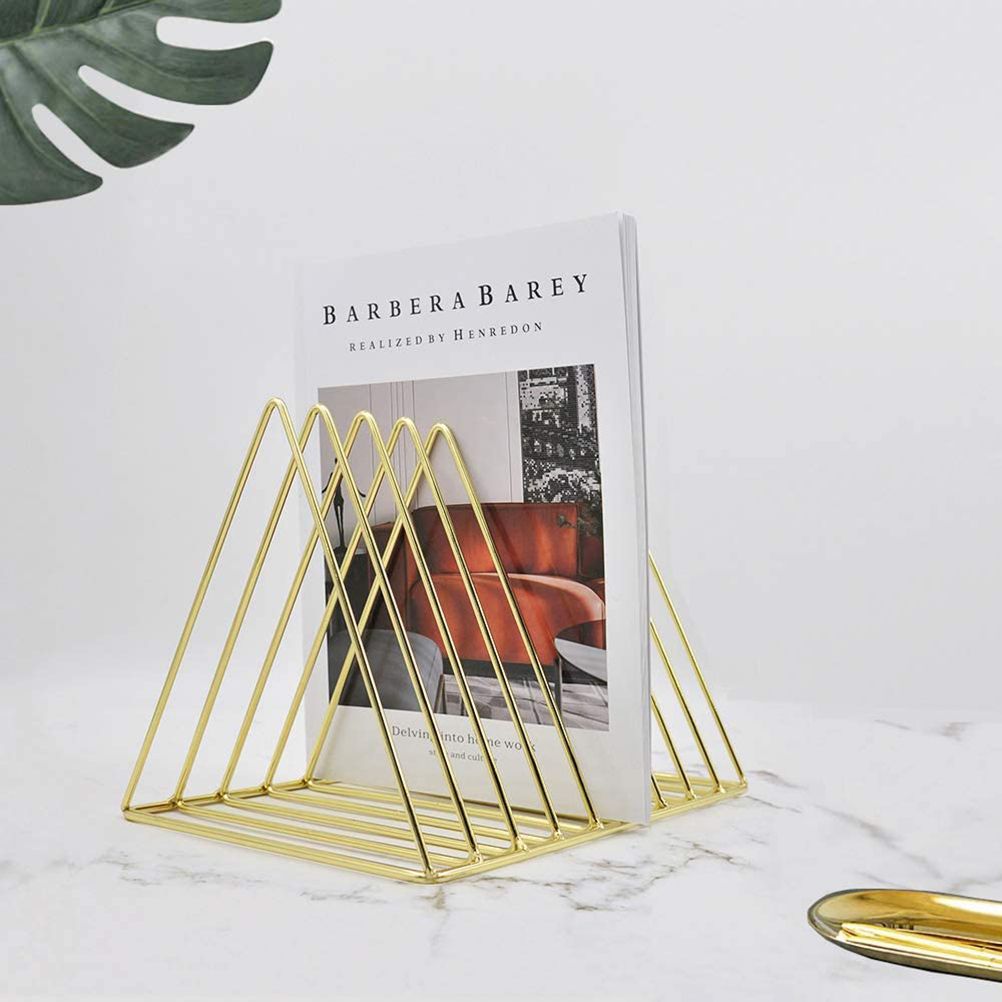File Holder Organizer Triangle Record Album Holder Magazine Wire Rack Desk Storage Decor for Home Office — image 2
