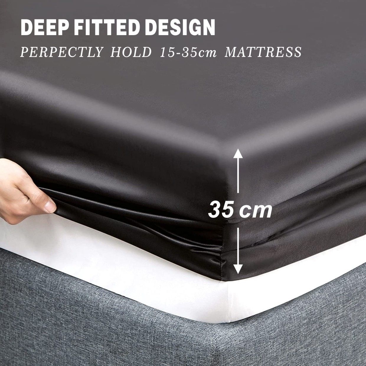 Art Silk Satin Sheet Set Hotel 4 Pieces Fitted/Flat Sheet Bedding Set-Luxury Soft Silky Sheets for Hair and Skin, Similar to Silk Bed Sheets Set 4 — image 3