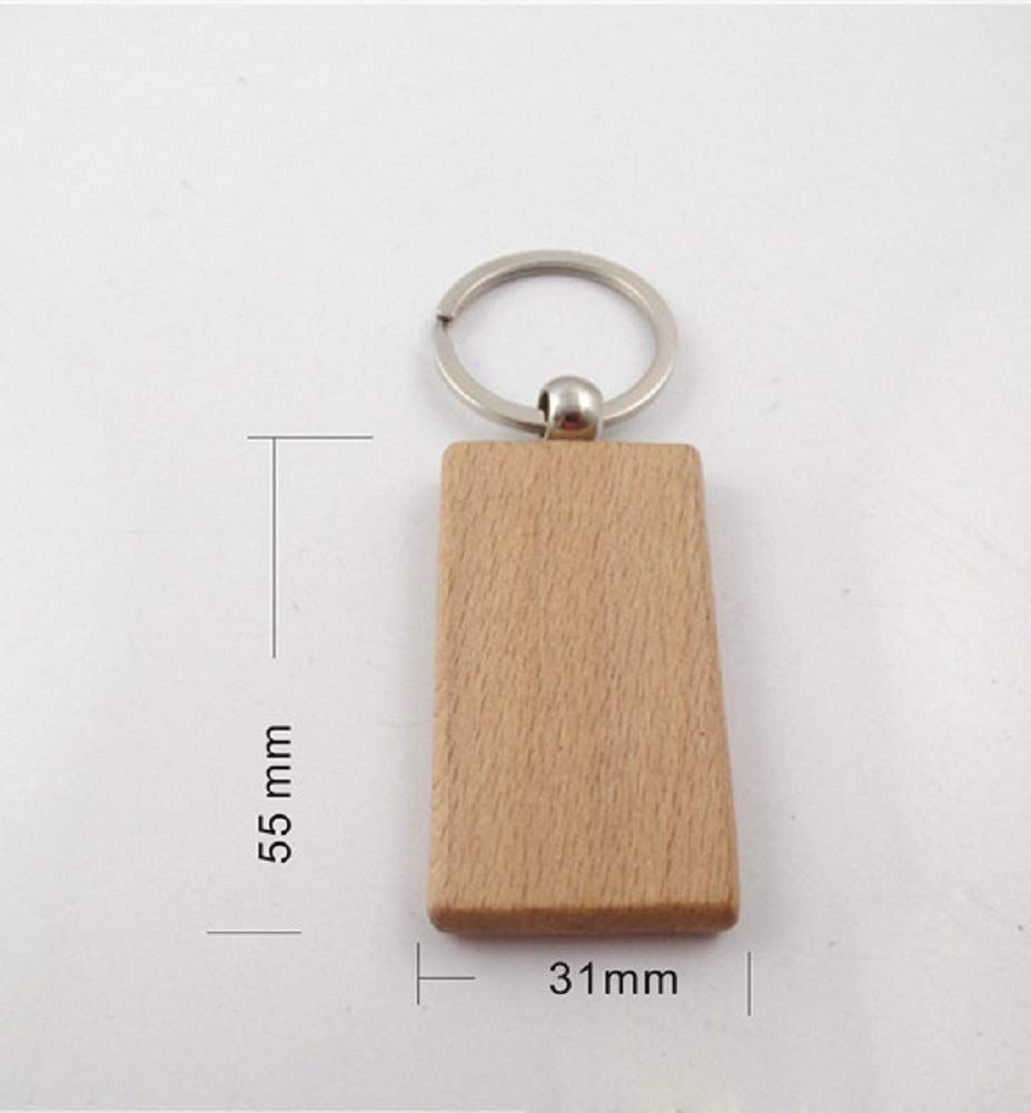 Pack Of 10 Blank Wooden Key Chain Personalized Wood Keychain Key Ring Key Tags DIY Keychain Supplies for Craft (rectangle) — image 2
