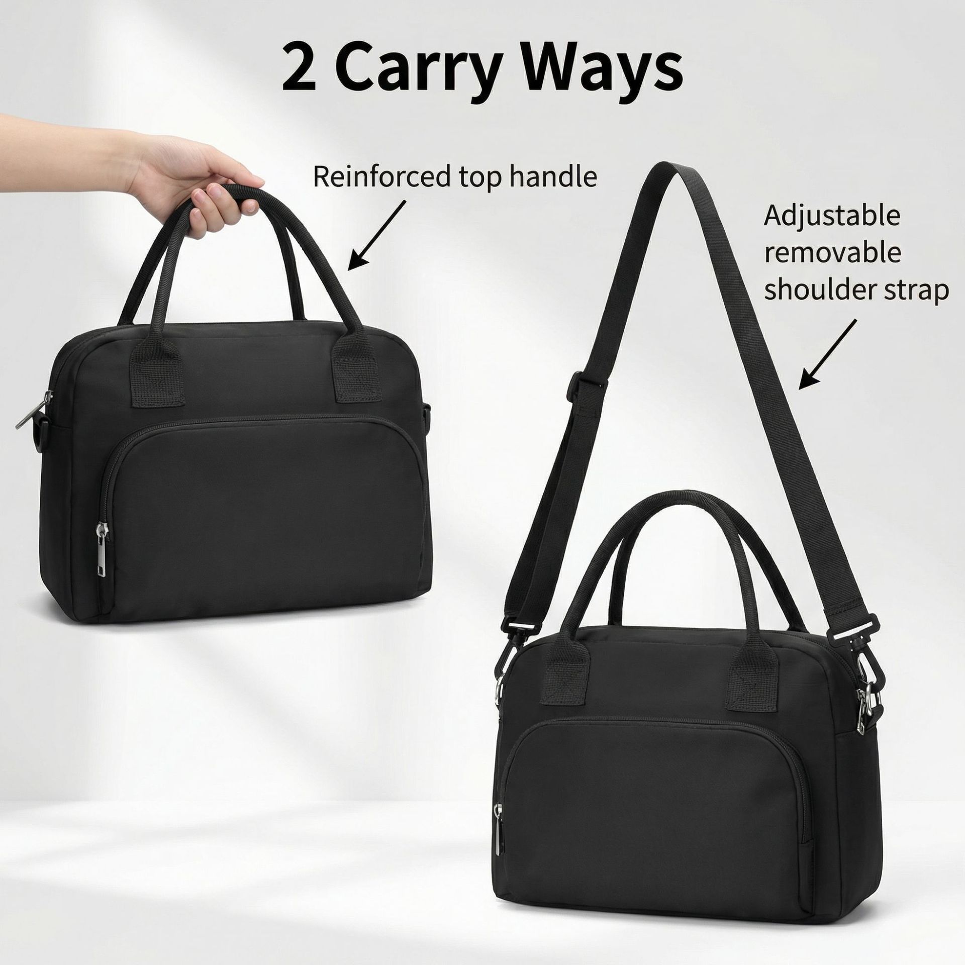 Strawberry Print Soft Corduroy Insulated Lunch Bag for Women and Students - Large Capacity Thermal Lunch Tote with Shoulder Strap, Front Zip Pocket and Side โ image 5