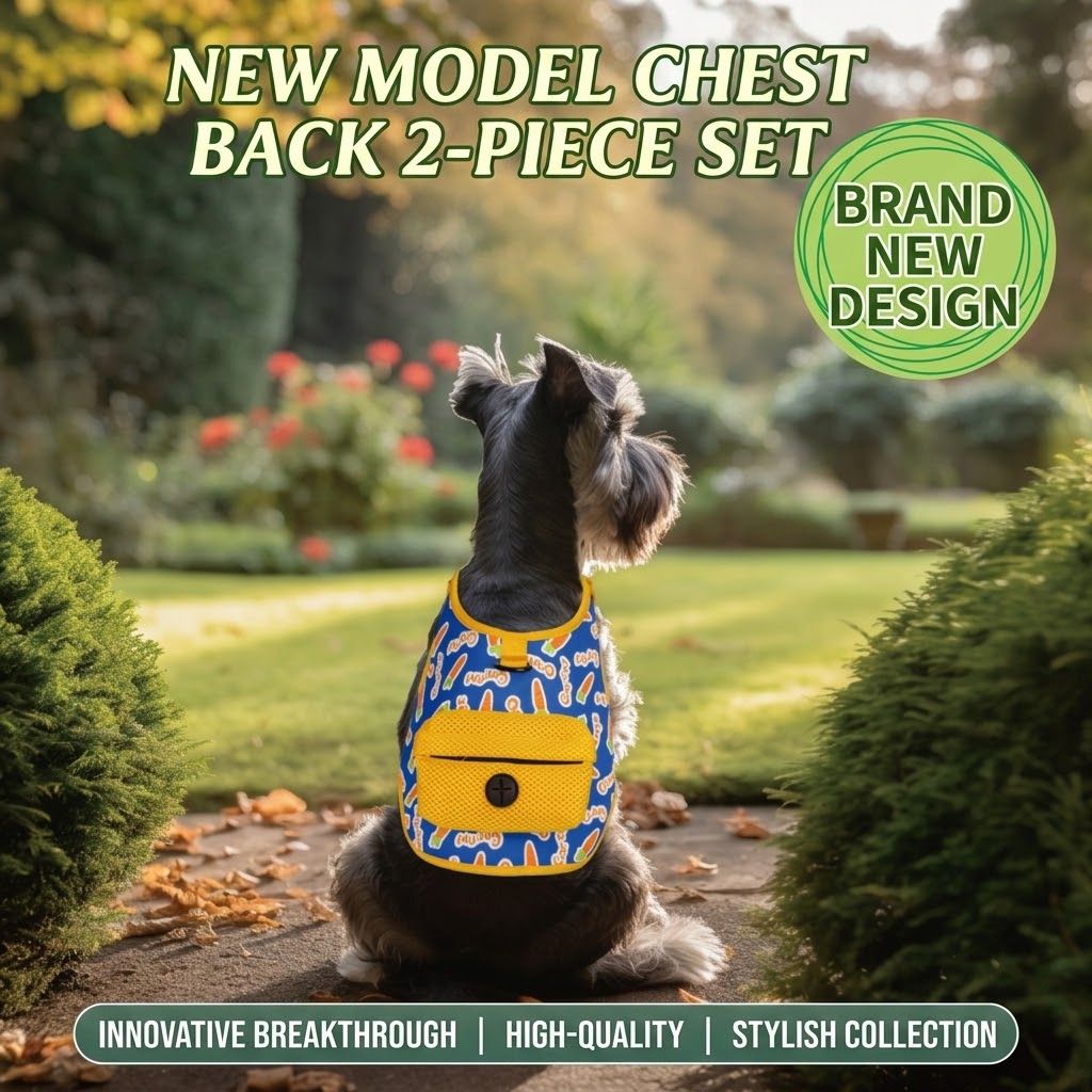Adventure-Ready Pet Vest Harness with Matching Poop Bag Carrier โ Breathable, Adjustable, and Perfect for Daily Walks, Travel, and Outdoor Fun with Your Furry