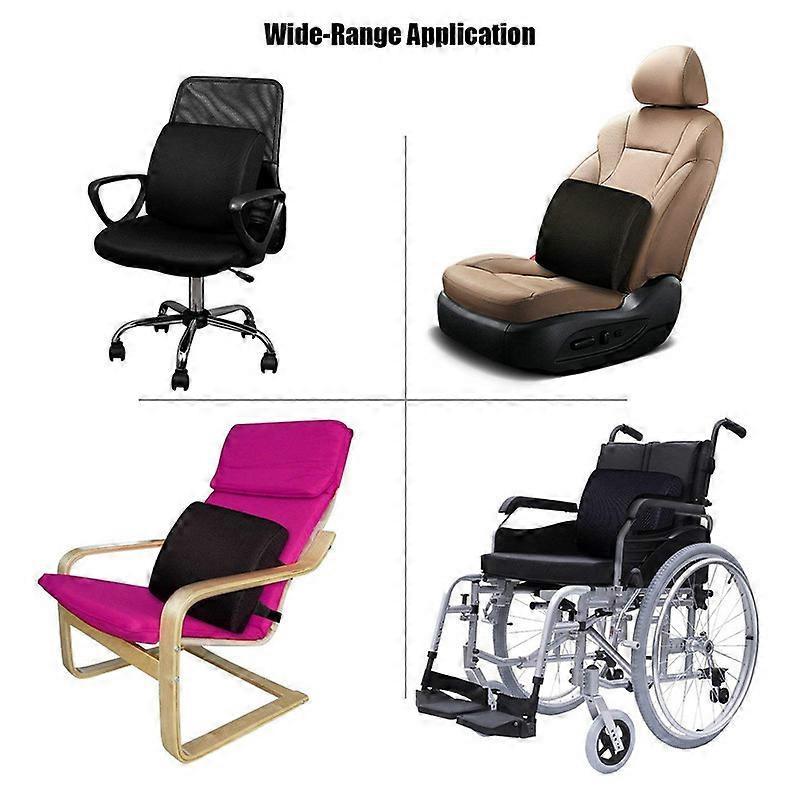 Memory Foam Lumbar Cushion Posture Corrector Vehicle Seat Home Office Chair (Black) — image 2