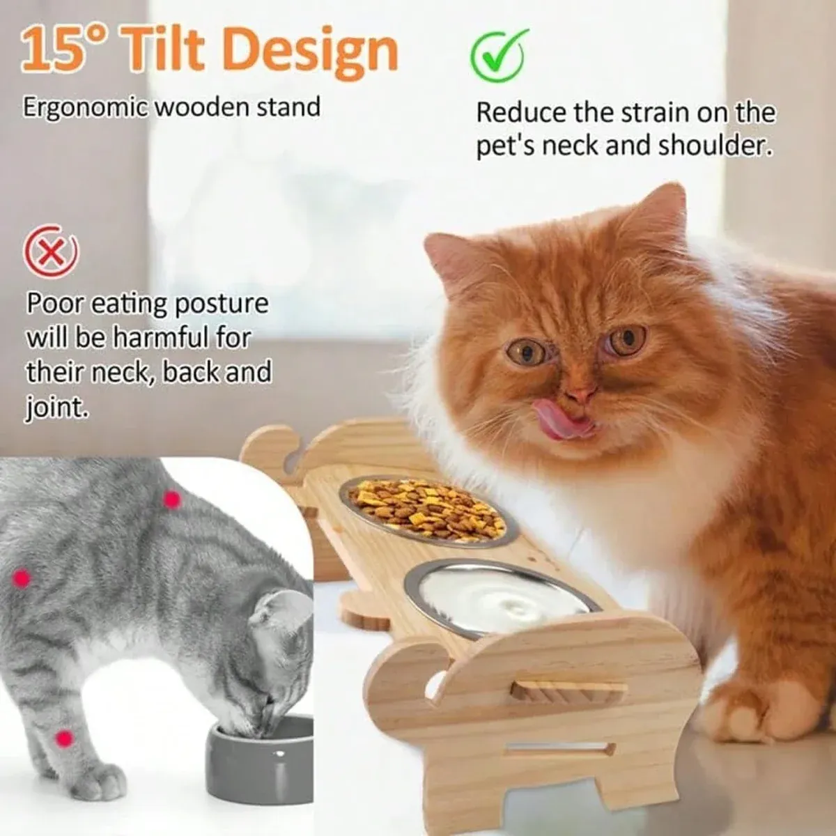Pet Bowl Anti Tip Double Bowl Pet Food Water Bowl For Home Daily Use Easy Clean — image 6