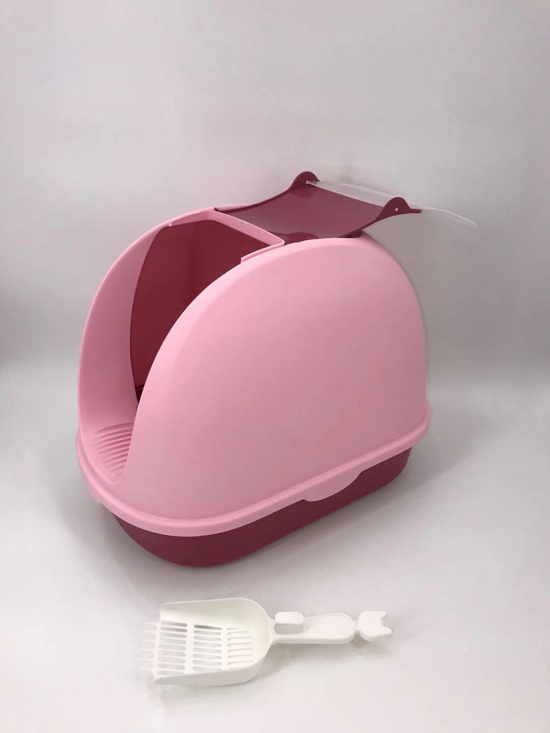 YES4PETS Portable Hooded Cat Toilet Litter Box Tray House with Handle and Scoop Pink โ image 2