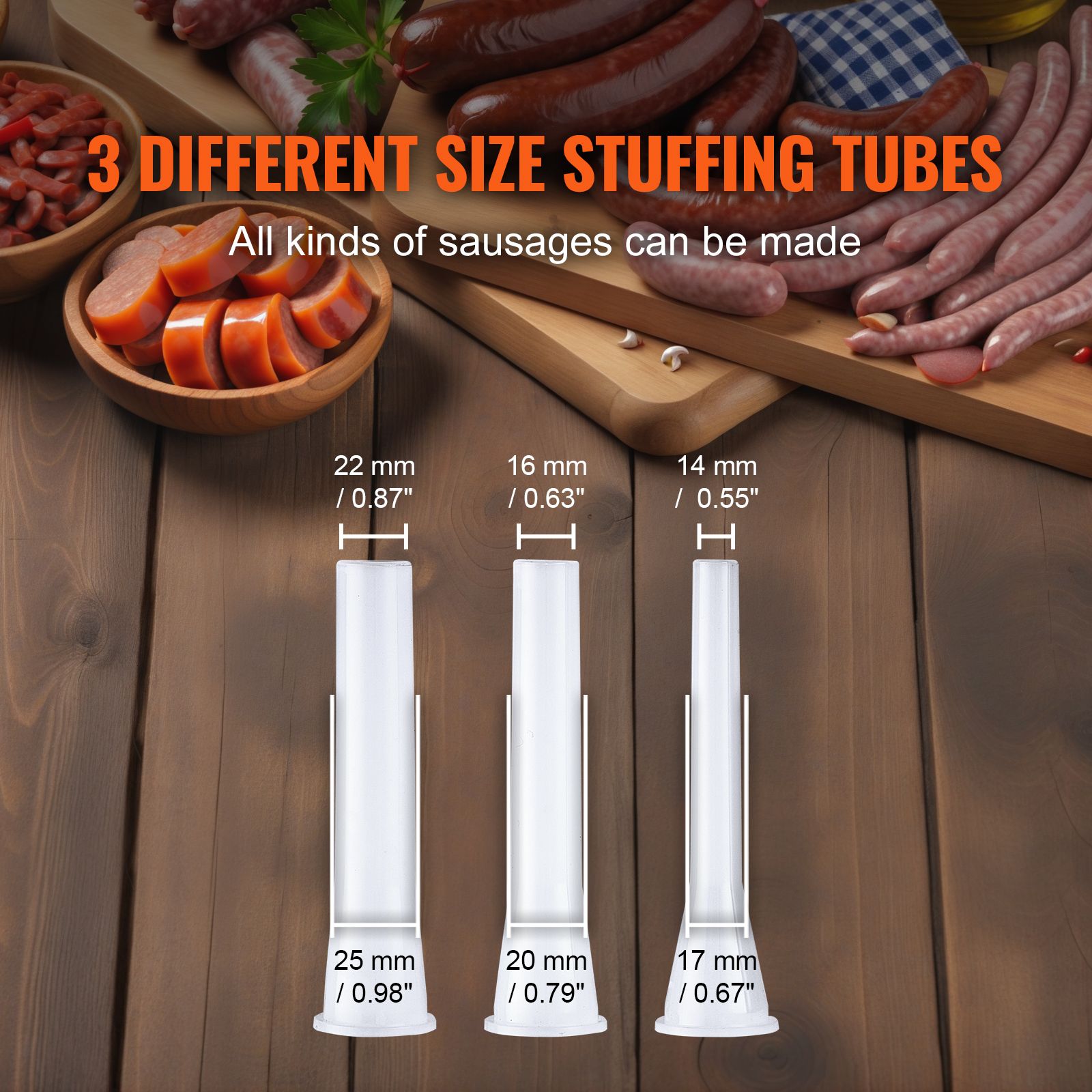 Manual Sausage Stuffer, 2 L / 5 LBS Vertical Sausage Machine with G-type Clamp, Food-Grade 304 Stainless Steel Barrel with 2 Stuffing Tubes, for Home Kitchen — image 4