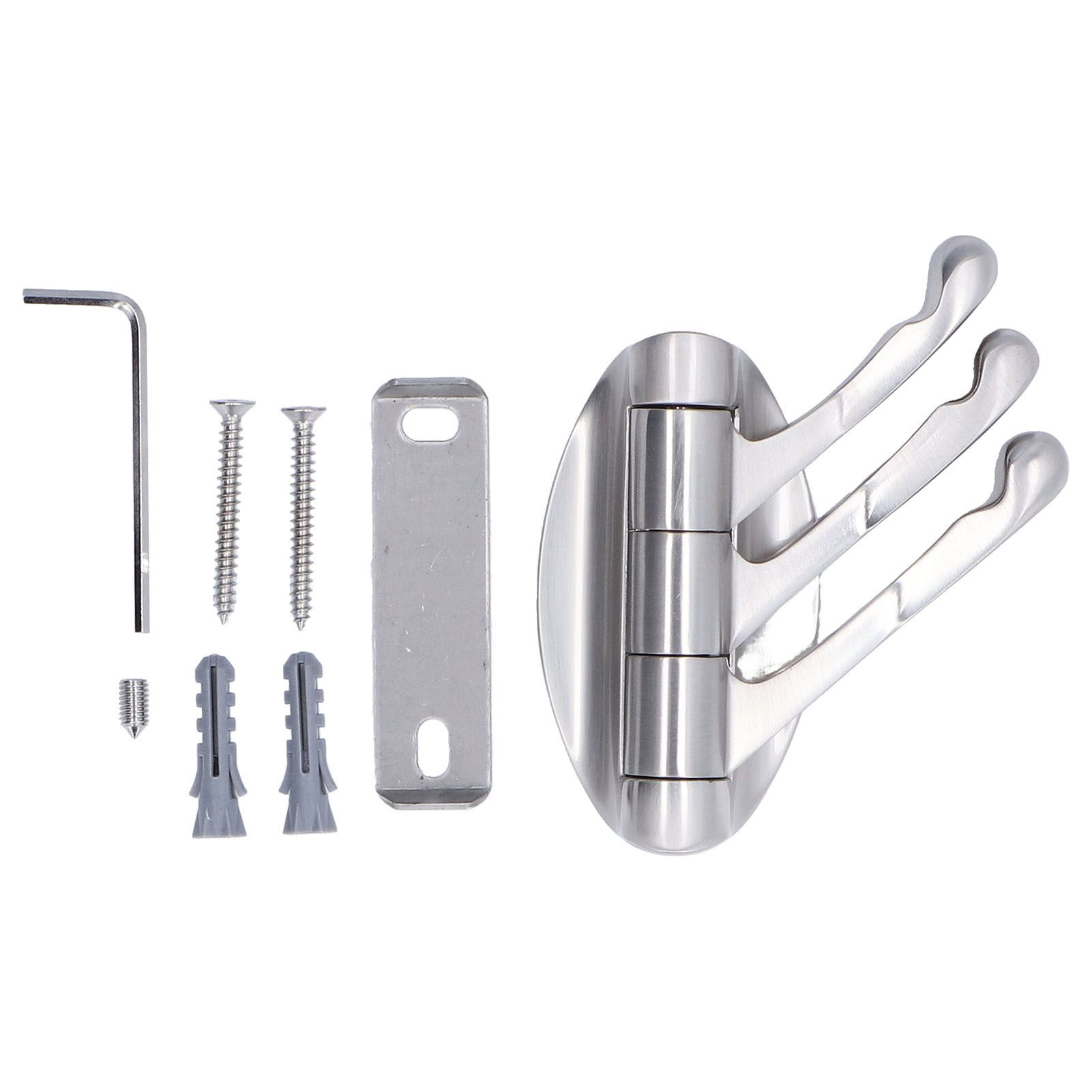 3 Clothes Hook Zinc Alloy Heavy Duty Coat Hook with Round Base for Bedroom Bathroom Closet