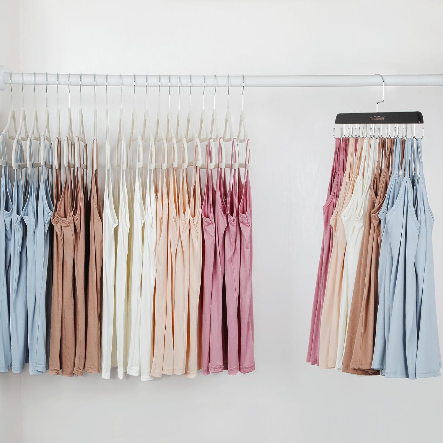 TOPIA HANGER Bra Hanger for Closet, 2 Pack Tank Top Hangers 40 Hooks Capacity Foldable Wood Space Saving Hangers Closet Organizer for Tank Top, Bra, Scarf — image 2