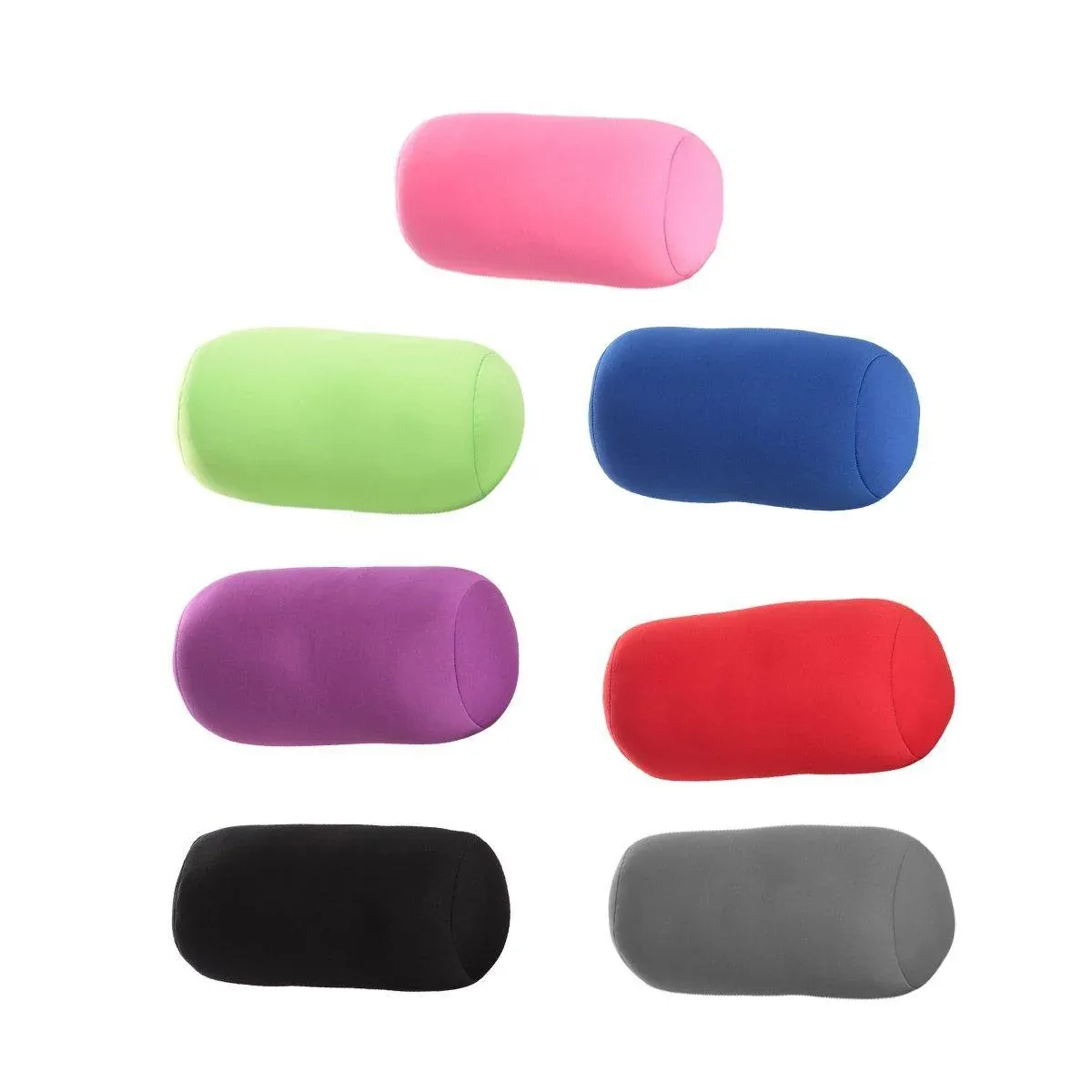 Solid Color Cylindrical Foam Particle Pillow Multi-Functional Neck Waist Support - Pink — image 3