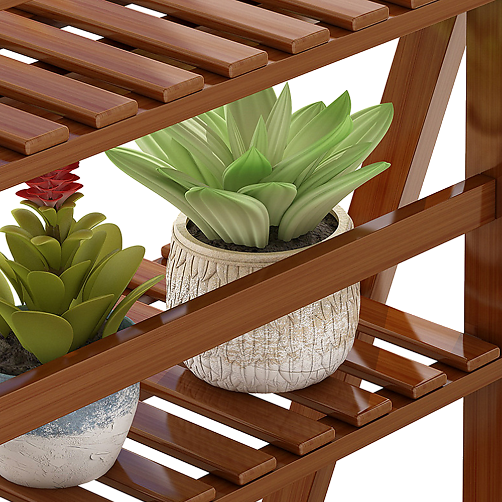 Plant Stand Outdoor Indoor Garden Wood Bamboo Shelf Folding 100CM Length โ image 4