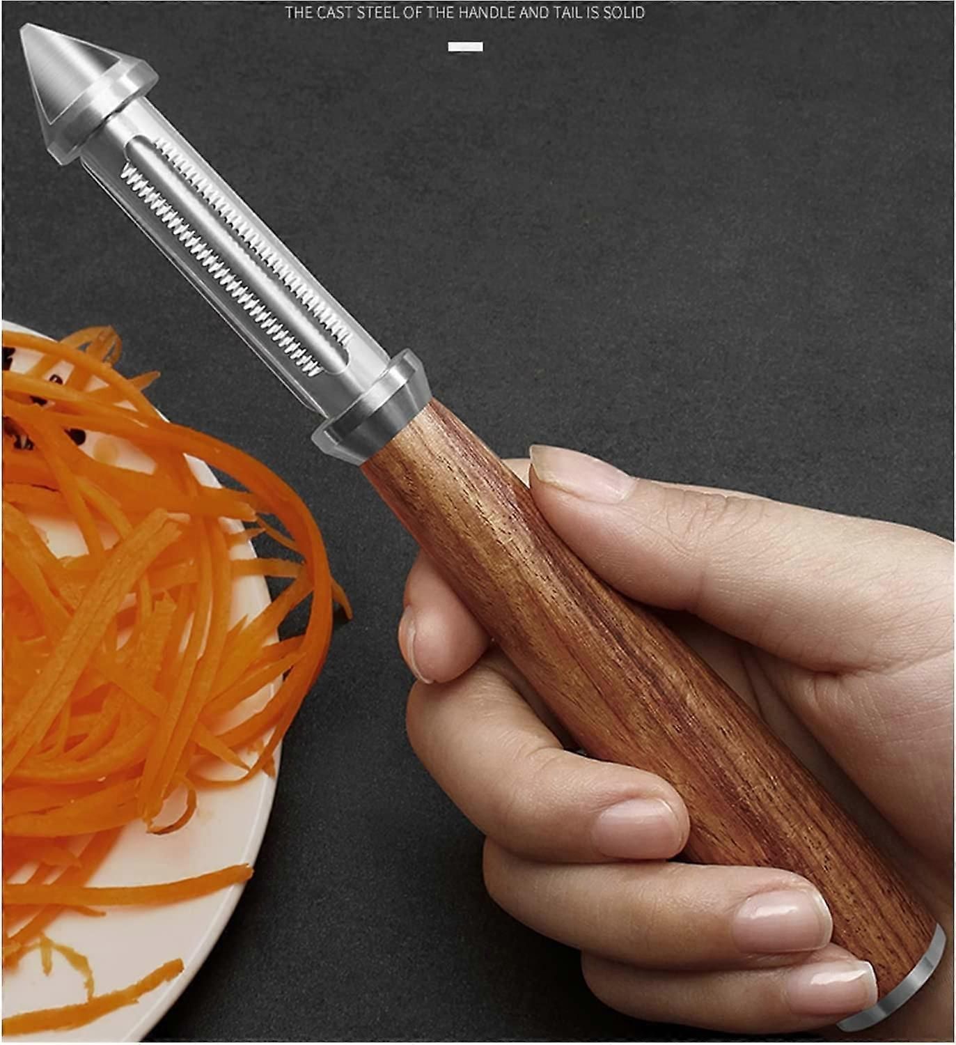 Universal Fruit & Vegetable Peeler - Extra Sharp Toothed Double Edge, Wooden Handle — image 3
