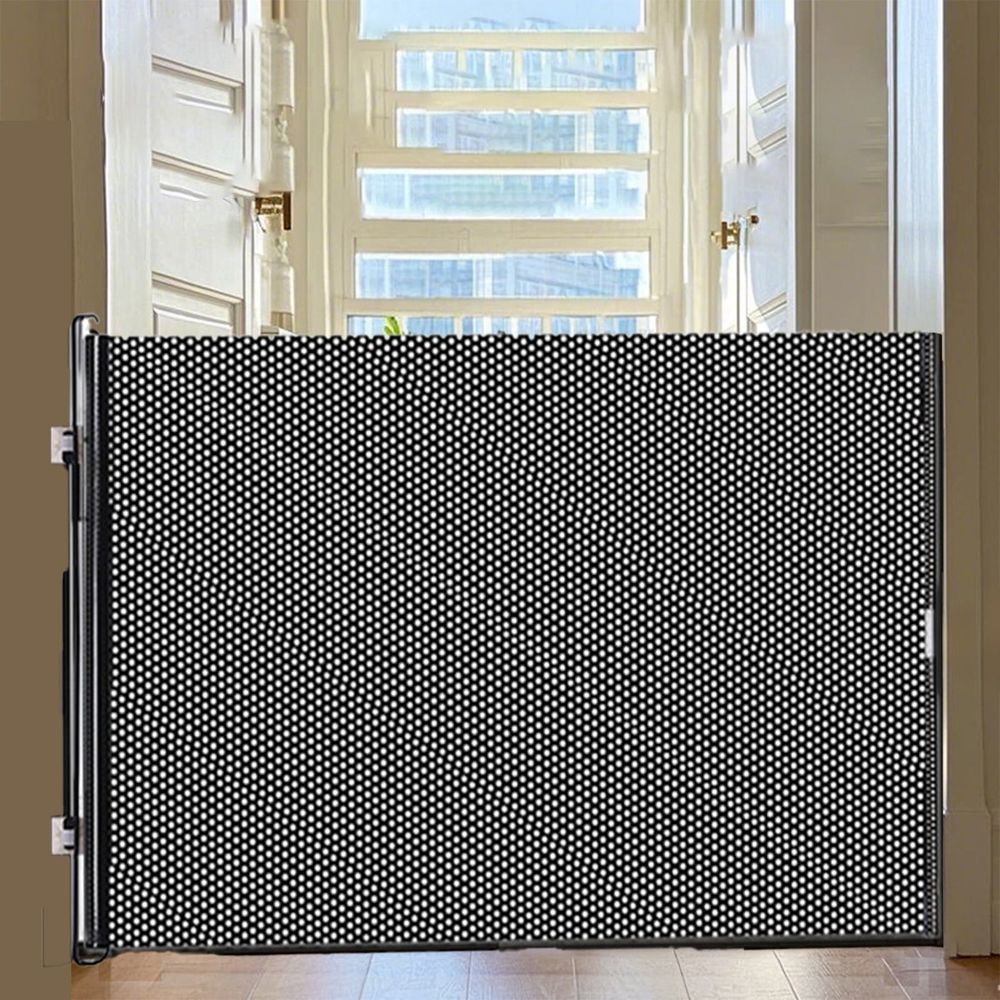 Extra Wide Baby Gate & Pet Gate - 49" Retractable Safety Barrier for Dogs/Cats, Jump-Proof Pressure Mount, Easy Install Transparent Door, Indoor/Outdoor Use