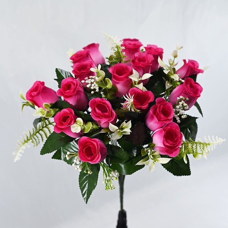 Artificial Rose Bouquet Faux Roses Fake Flowers Home Decor Garden Decoration - white and red - Size L โ image 4