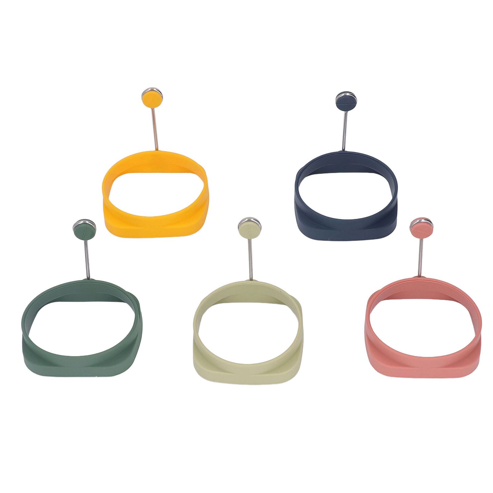 5 PCS Handle Egg Frying Rings Silicone Double Sided Egg Rings Quadrate Round Dual Use Omelet Mold — image 6