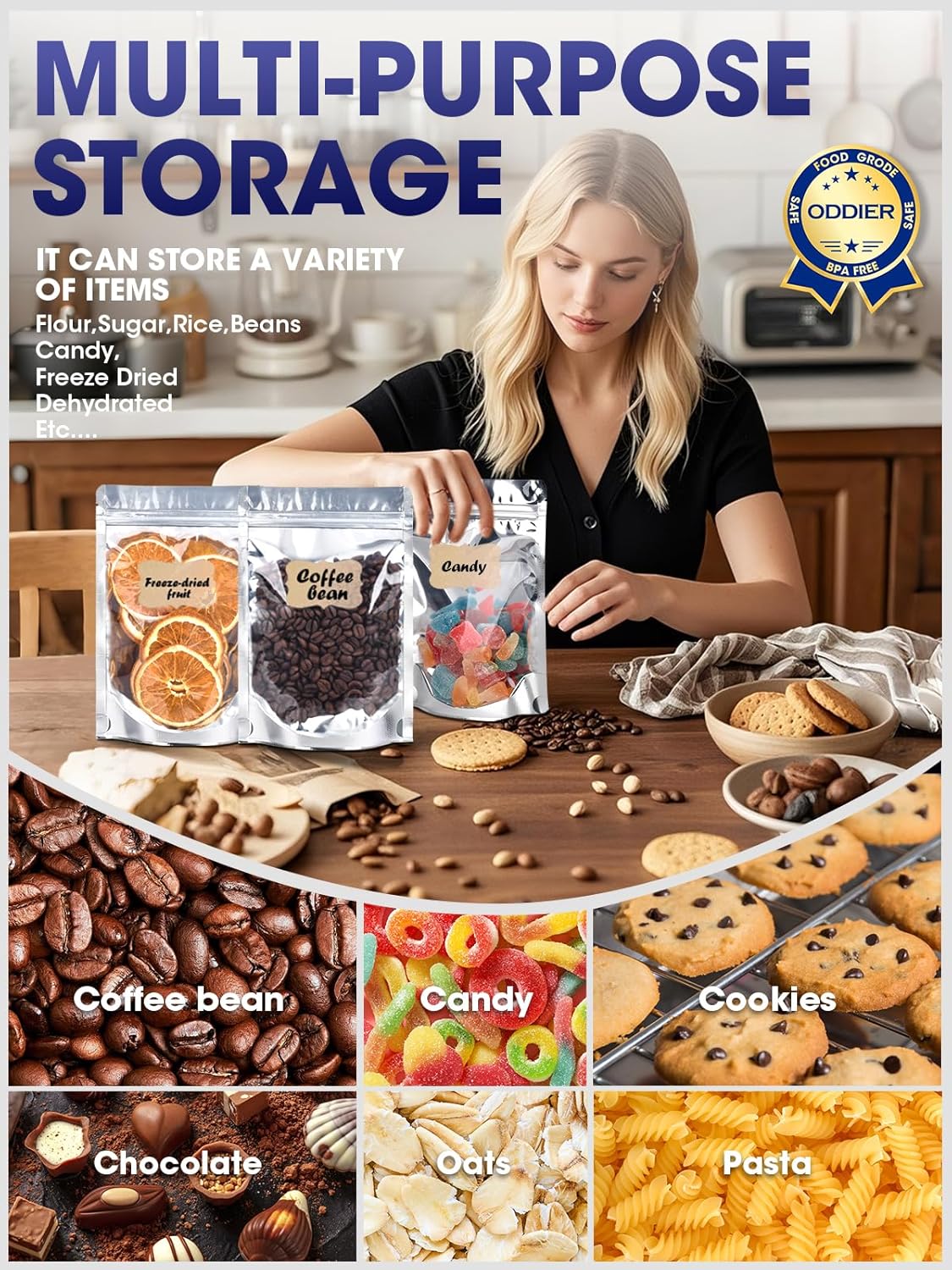 120pcs Stand Up Pouch Bags, 4" x 6" Mylar Bag for Food Storage, Clear Front with Aluminum Foil Back Resealable Food Storage Bags for Small Business Packaging — image 6
