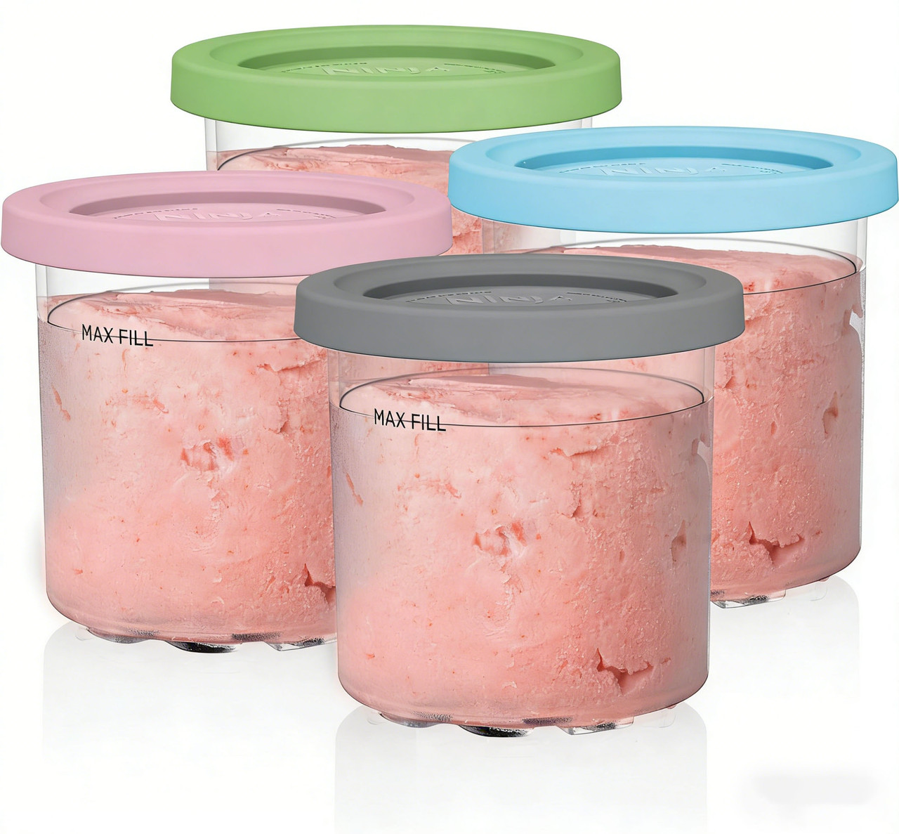 Creami Pints and Lids for Ninja,4 pack Creamy Icecream Containers Cups Jars Tubs Canisters Set,Smoothie Pot Compatible with NC299AMZ & NC300s Series Creamer