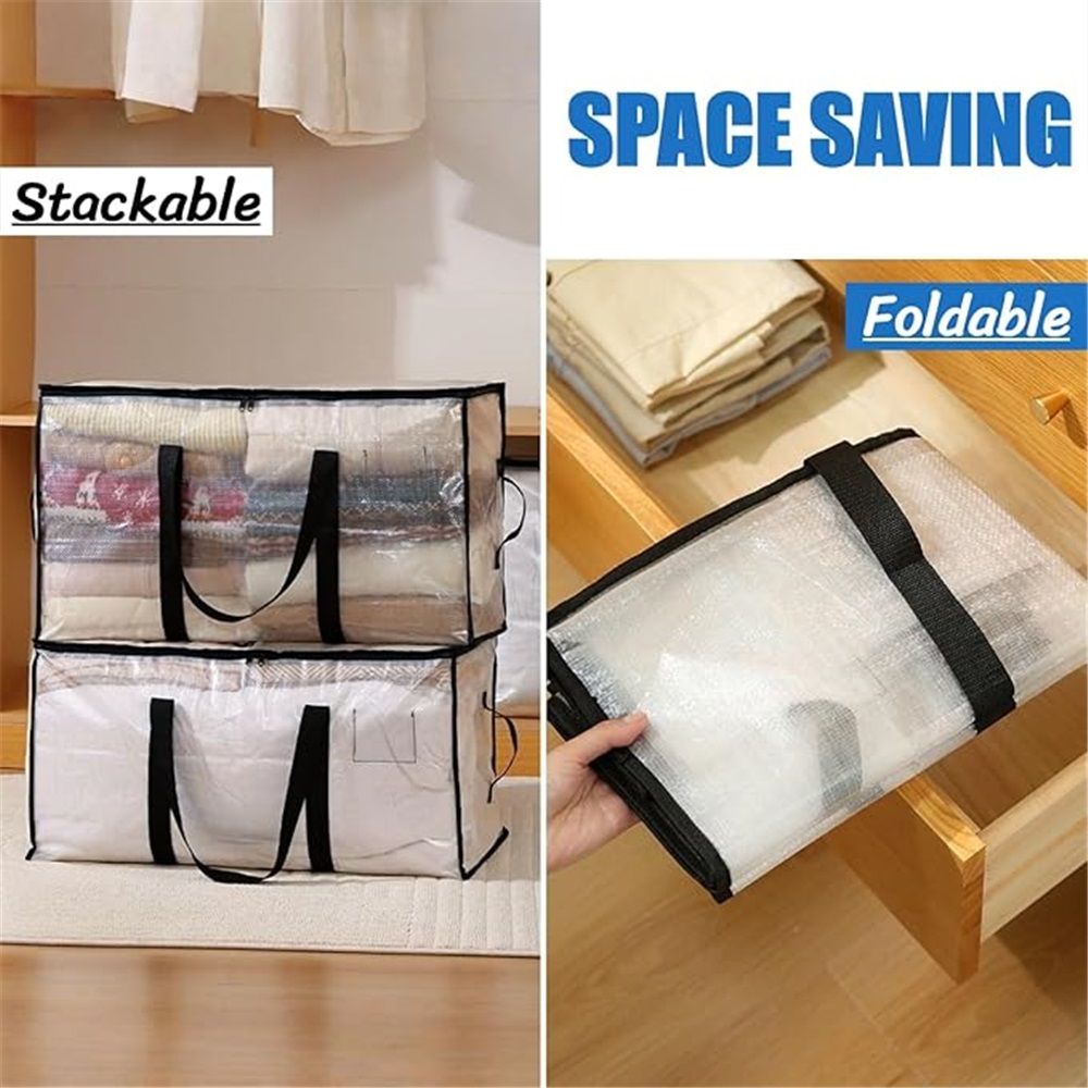 2-Pack Oversized Moving Bags with Reinforced Handles, Heavy-Duty Storage Tote for Clothes, Moving Supplies (Clear, 2-Pack) — image 5
