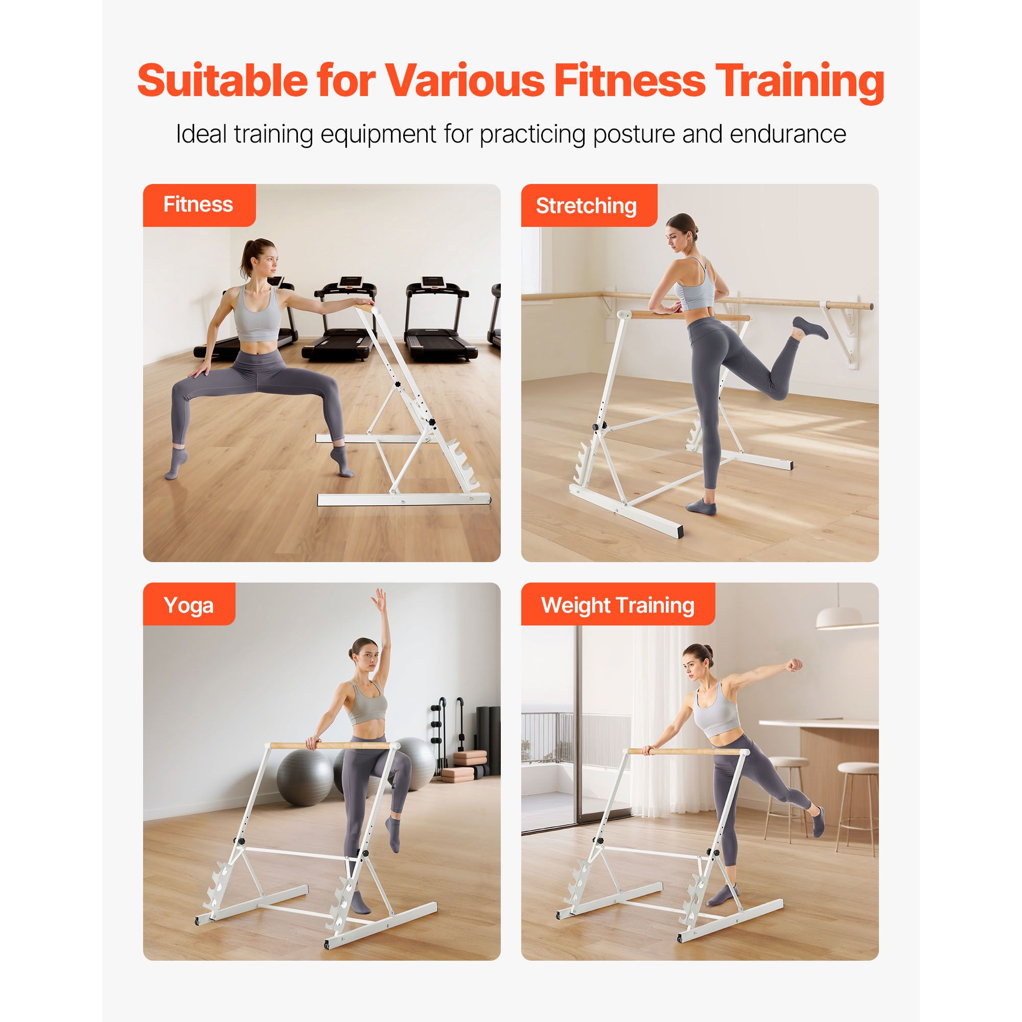Ballet Barre, Freestanding Portable Barre Bar, Home Fitness Exercise Equipment for Abs, Arms, Strength, and Cardio, Easy to Store Foldable Stretching Dance โ image 5