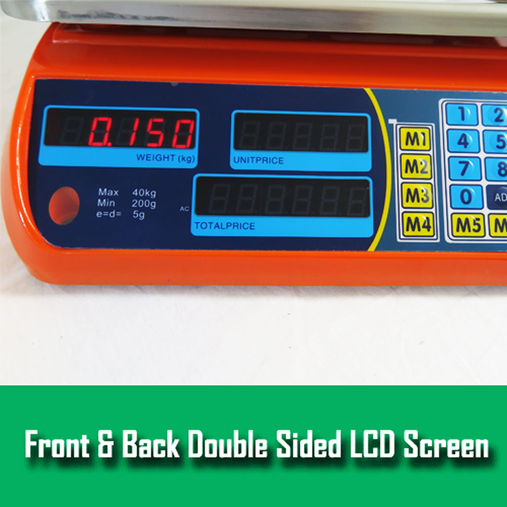 Kitchen Scale Digital Commercial Postal Shop Electronic Weight Scales Food 40KG - orange โ image 5