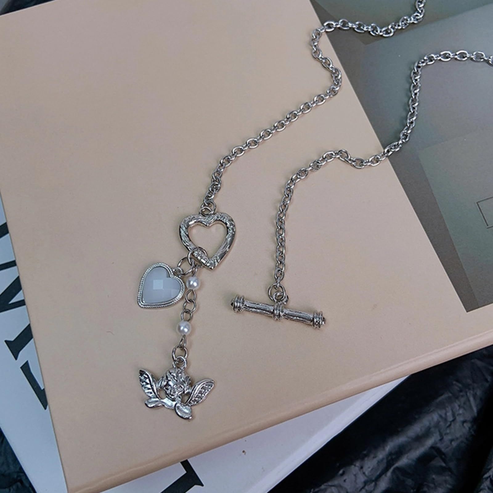 Stylish Angel Pendant Necklace Adjustable Chain Necklace Alloy Material Fashion Neck Jewelry for Woman Girl — image 5