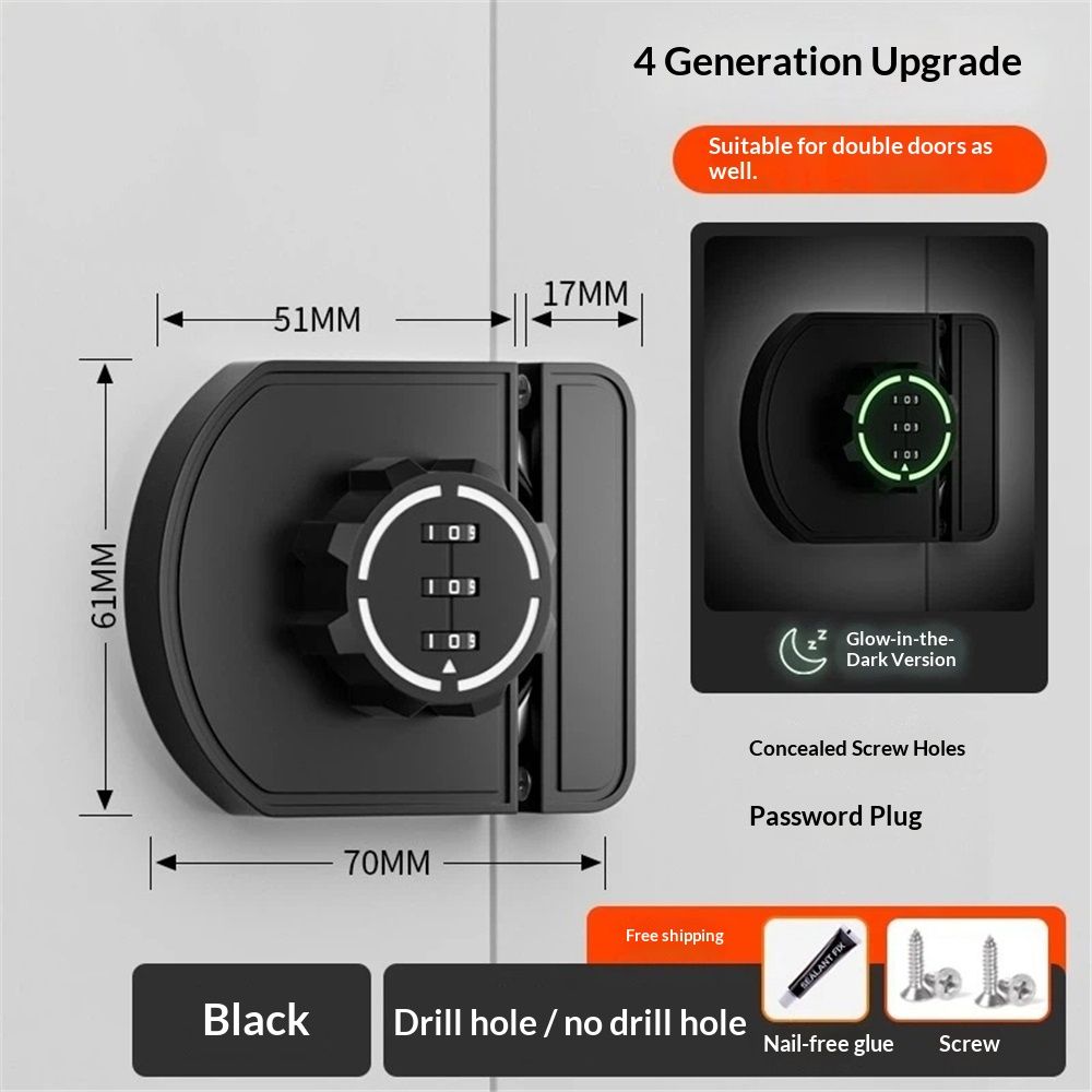 Keyless Combination Cabinet Lock, Anti-Pry 3-Digit Security for Swinging/Sliding Door, Drawer, Cupboard, Locker, Closet, Child Safety, Easy Installation — image 5