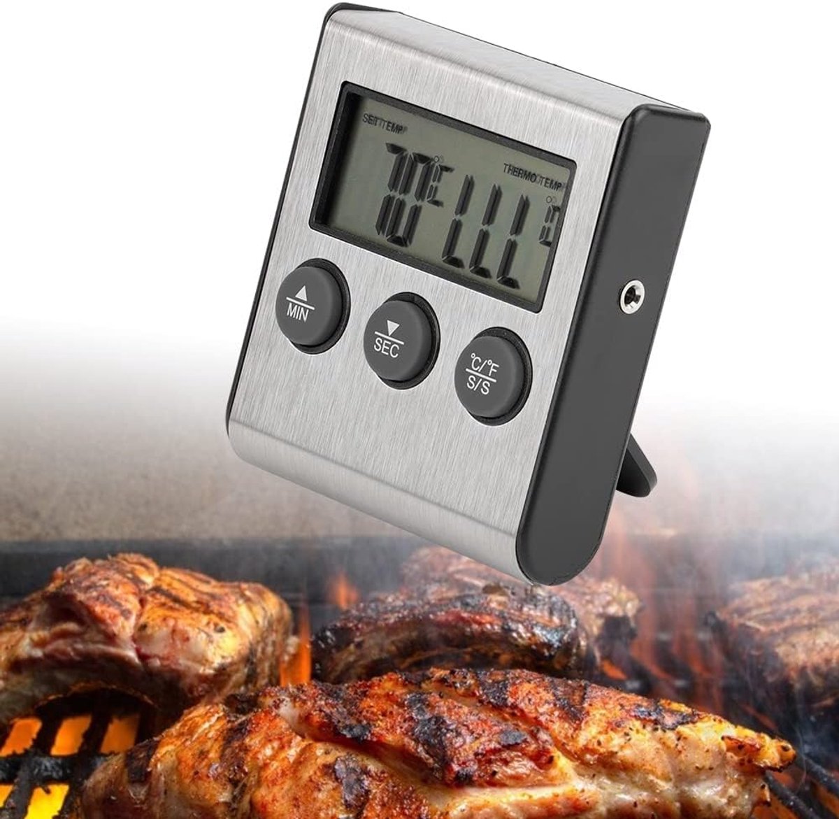 Food Thermometer - Meat Thermometer - Grill Thermometer - Meat Cooking Probe - Accurate Digital Kitchen Thermometer with Timer - Suitable for Cooking and โ image 2