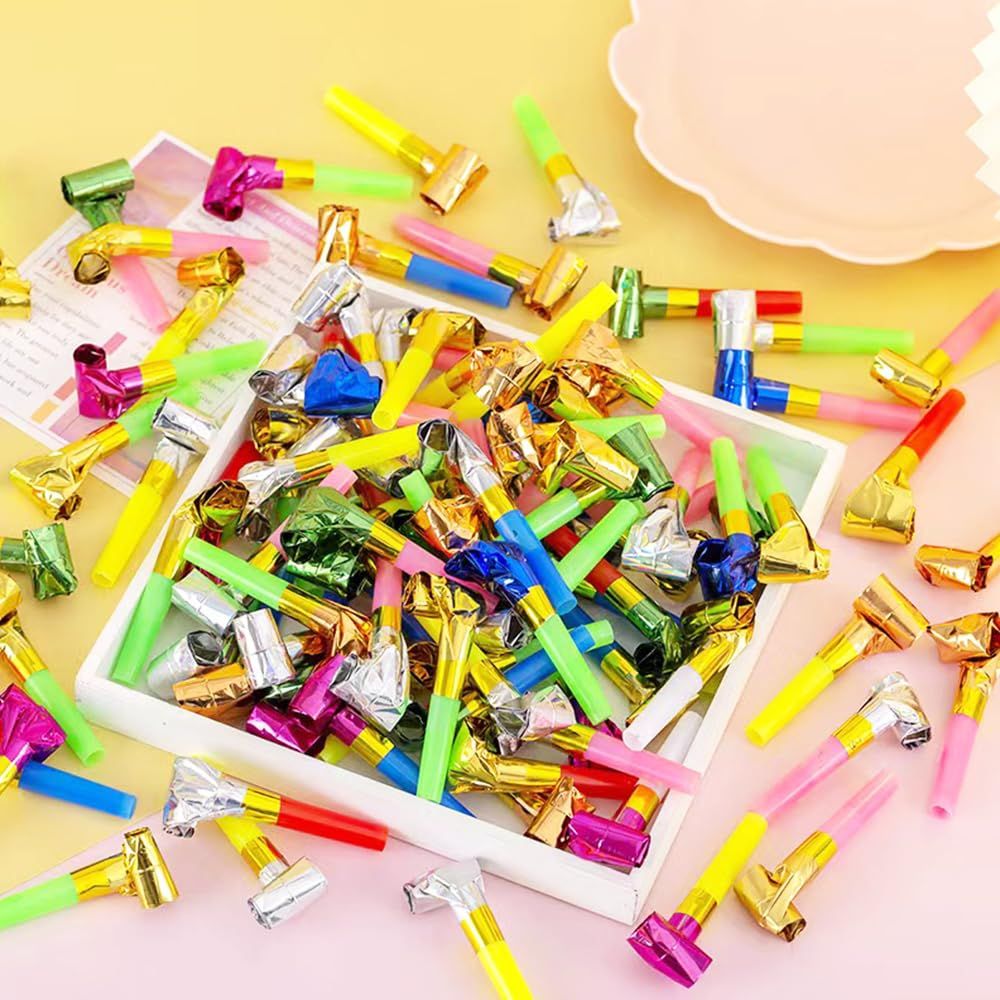 75 PCS Party Blower Blowouts Noisemakers, Birthday Blow Horns Party Whistles, New Years Party Noisemakers Random Color — image 5