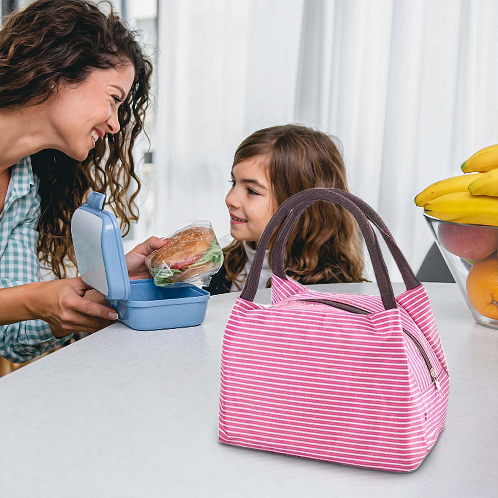 Lunch Box Lunch Bag For Women Insulated Lunch Bag Reusable Tote Cooler Bag Lunchbox Suitable for Work, Travel, Outdoor Pink โ image 4