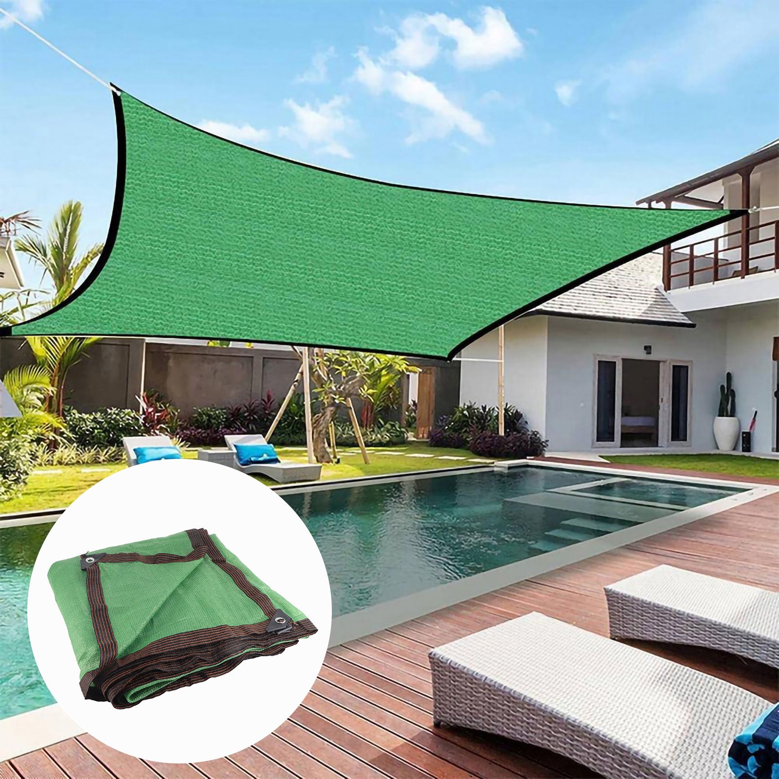 Sun Shade Sail Breathable Farbic Canopy Awning Shelter Rectangle UV Block Canopy for Patio Backyard Lawn Garden Green 2x4m / 6.6x13.1ft โ image 6