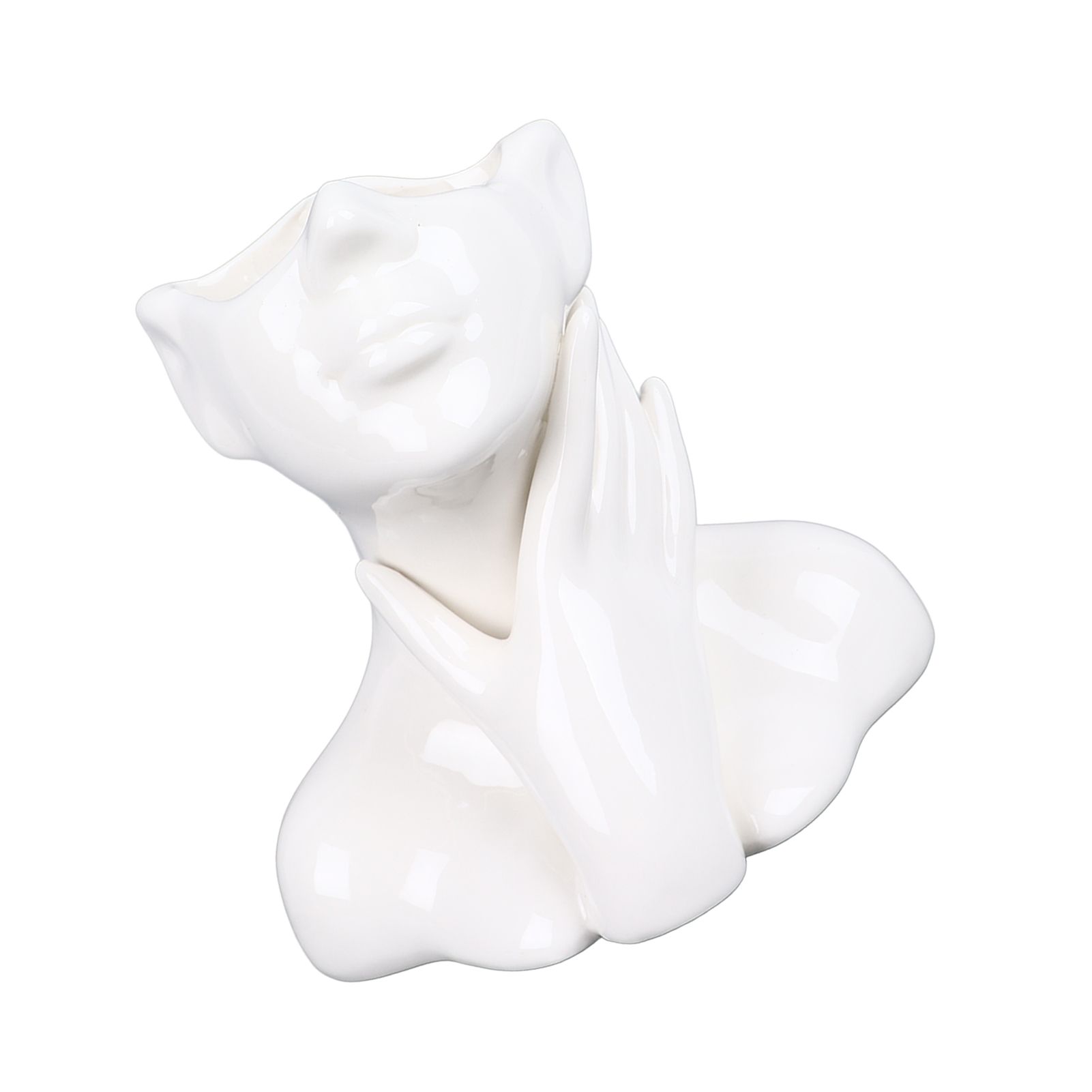 Female Face Vase Nordic Style Elegant Flower Vase Smoothly Ceramic Flower Vase Decoration for Living Room Garden — image 6