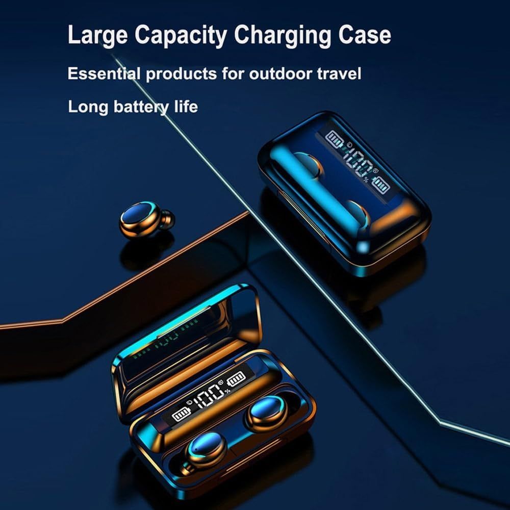 Wireless Earbuds, Bluetooth Headphones 5.3, Waterproof Wireless Charging Case & Dual Power Display Over-Ear Stereo Bass Earphones Hi-Fi Stereo Sweatproof Earphones for Sports/Workout/Running/Gym