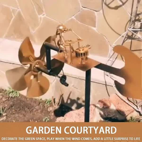 Drummer Weather Vane Garden Decoration, Handmade Metal Percussionist Music Weather Vane Statues Ornaments, Rock Art Wind Spinners Weather Vane for Yard Lawn — image 3