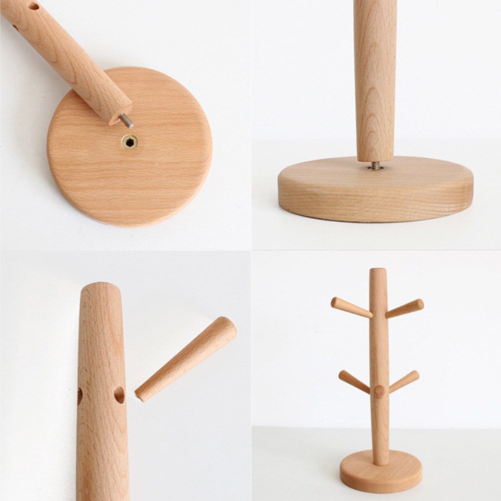 Wooden Tree Shape Mug Drying Cups Storage Rack Holder With 6 Hooks Home Kitchen Drain Hanger Stand โ image 4